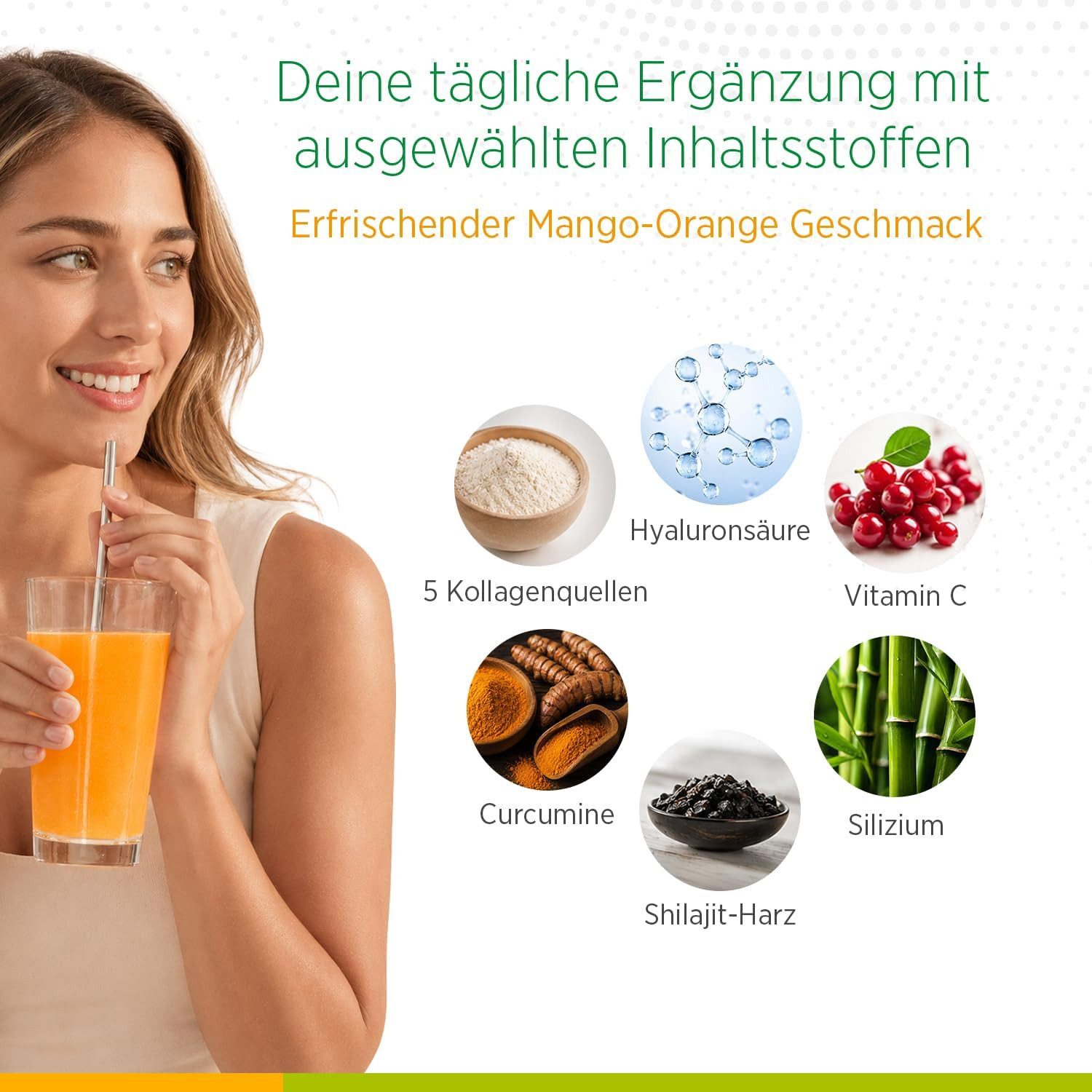 Biostile Premium Kollagen Pulver mit Hyaluron & 5Quellen für Haut Haare Nägel - Kollagenpulver, 300 g, 5 Kollagenquellen (Kollagen Typ 1,2,3), Vitamin C, Shilajit, 30 Beutel