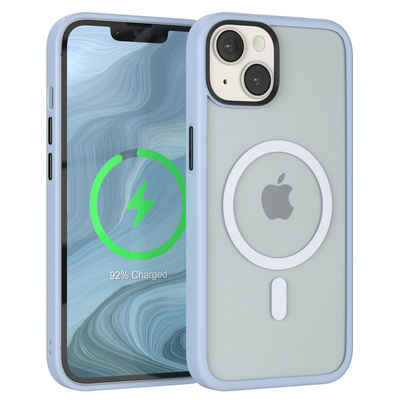 EAZY CASE Handyhülle Outdoor Case MagSafe Matt für Apple iPhone 14 6,1 Zoll, Backcover magnetisch Schutzhülle mit Kameraschutz mit MagSafe Hellblau