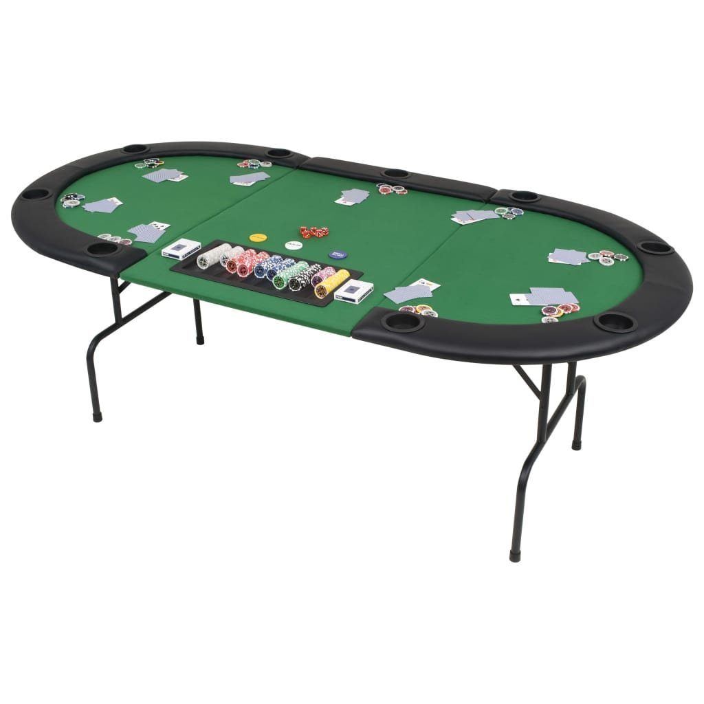 Pokertisch 10 Spieler Poker Tisch Pokertable + Chiptray Getränkehalter  Grün/Blau online kaufen 