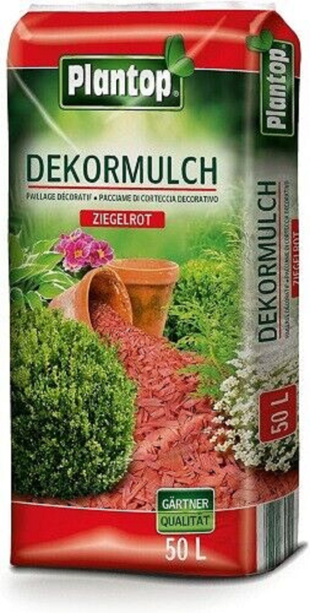 Plantop Rindenmulch Plantop Dekor Mulch ziegelrot 50l