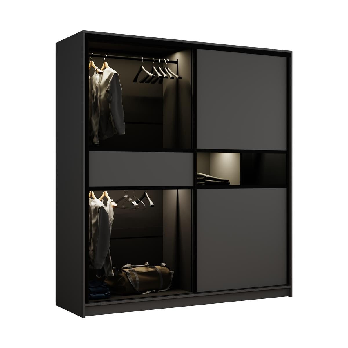Compleo Schwebetürenschrank modern, Elegant Garderobe, Getöntes günstig online kaufen