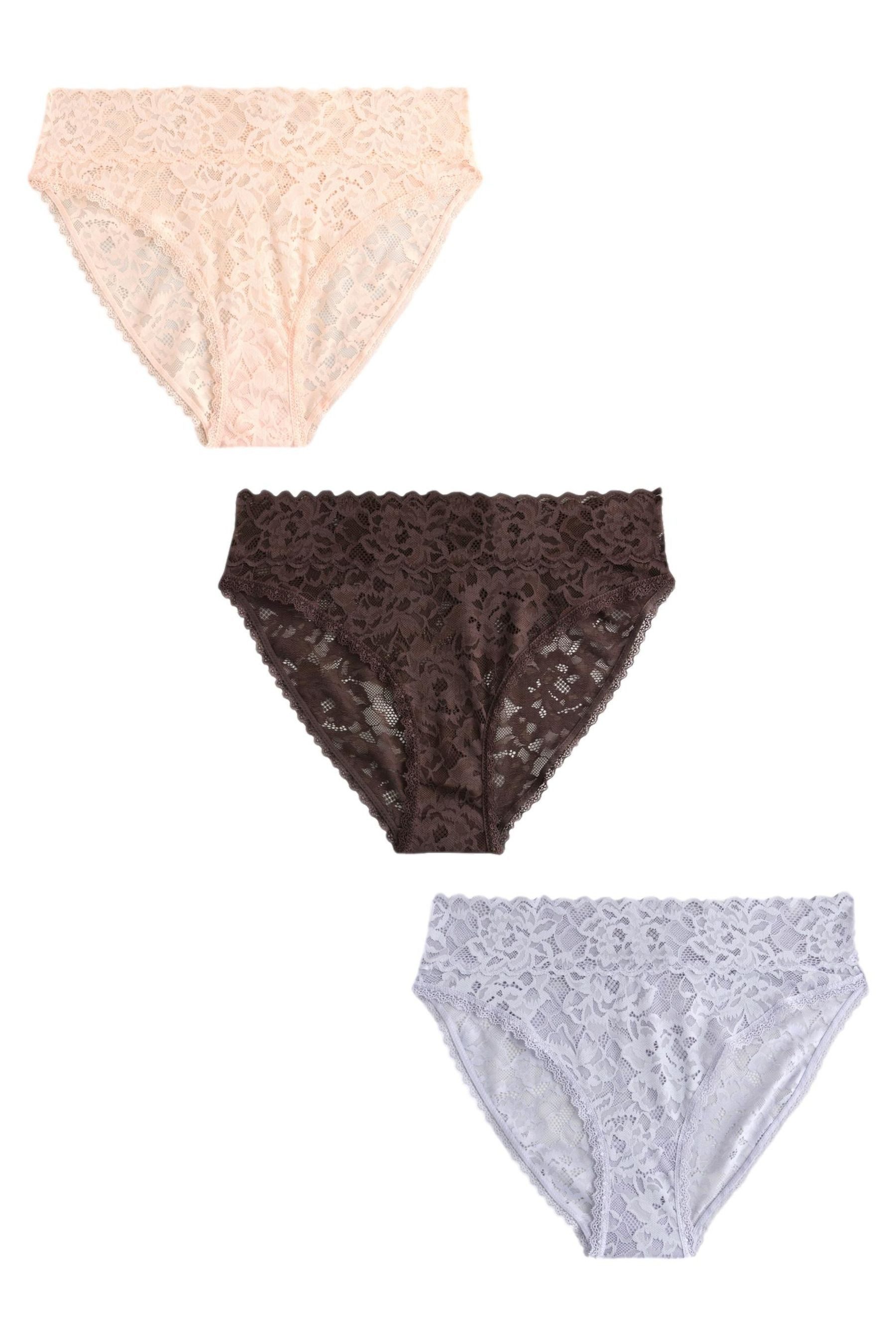 Next Slip Spitzenslips im 3er-Pack, hoher Beinschnitt (3-St)