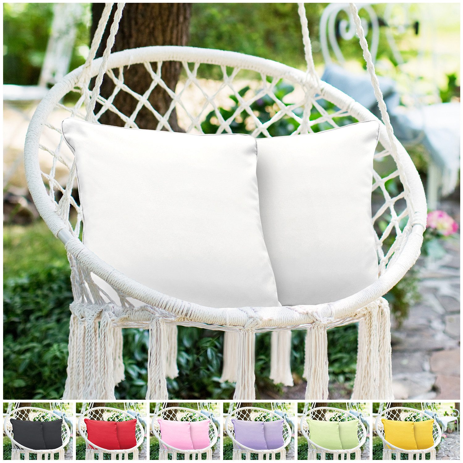 novely® Dekokissen 2er-Set OUTDOOR DEKOKISSEN - Wasserabweisender Kissenbezug - 45x45 cm, Schmutz- und wasserabweisend, Waschbar, Pflegeleicht