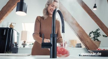 QUOOKER Küchenarmatur QUOOKER FLEX Zugauslauf Schwarz Combi+ B mit CUBE (22+XBLKCUBE) (2-St) 100°C Kochendwasserhahn mit Trinkwassersystem