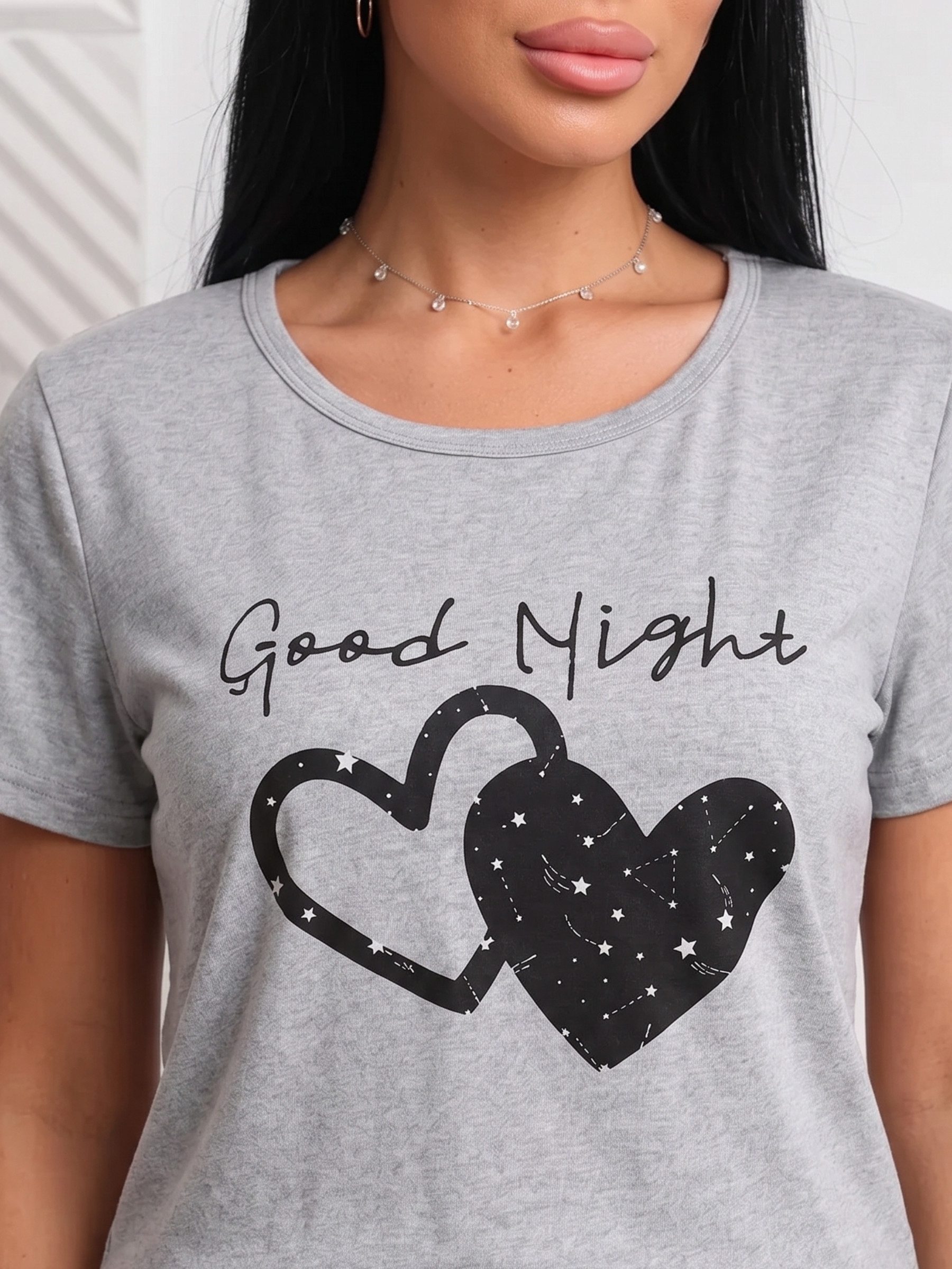 Elegant Love Pyjama Gemütliche Damen-Nachtwäsche & Schlafanzug – ideal als Homewear (Set, 2 tlg., mit Kurzarmshirt & lange Hose) Elegante Loungewear – Pyjama-Se – Bild 3 von 5