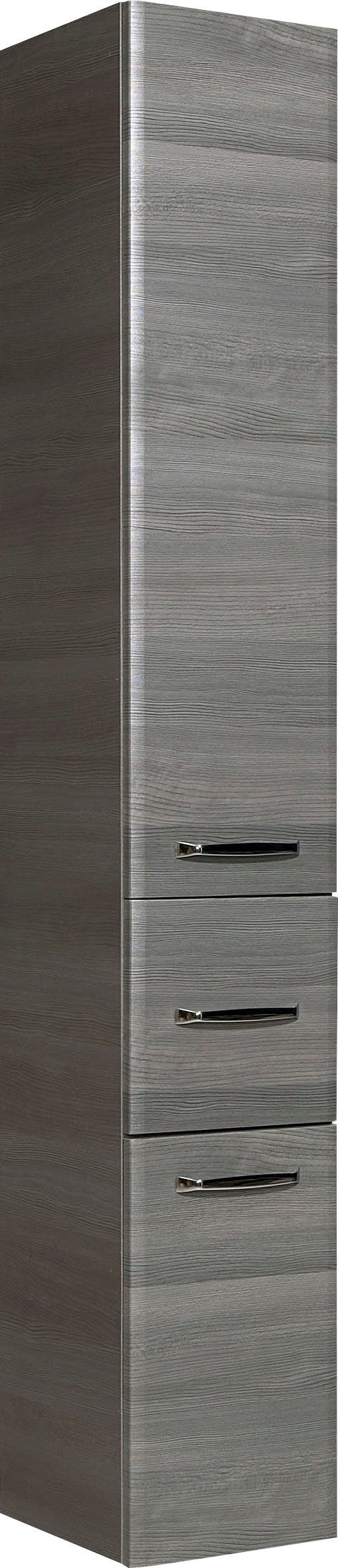 Saphir Hochschrank Quickset Badschrank 30 cm breit, 2 Türen, 1 Schublade, 3 Einlegeböden Badezimmer-Hochschrank inkl. Türdämpfer, Griffe in Chrom glänzend