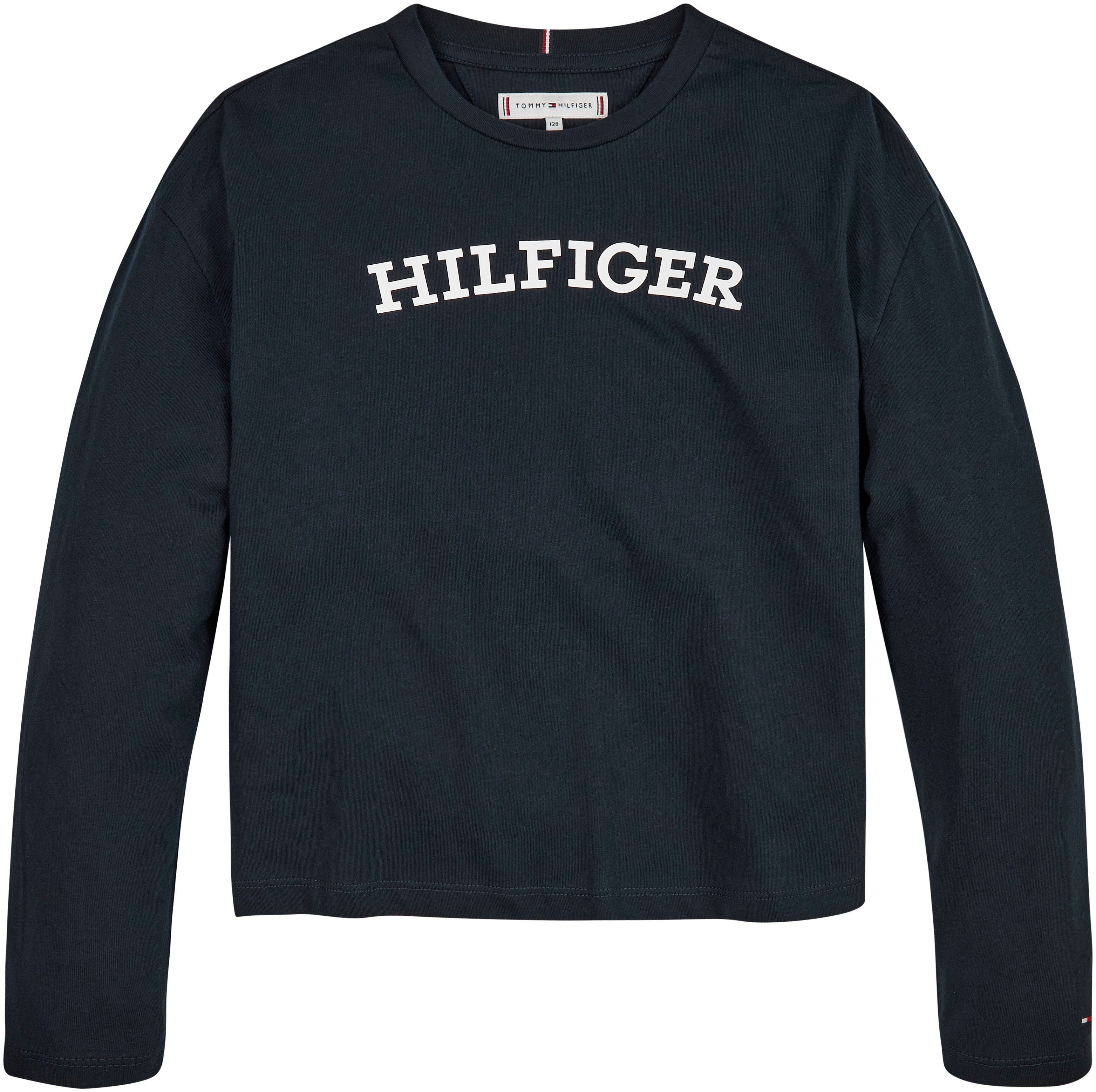 Tommy Hilfiger Langarmshirt MONOTYPE TEE Flag L/S mit Logo-Schriftzug & Desert_Sky Hilfiger