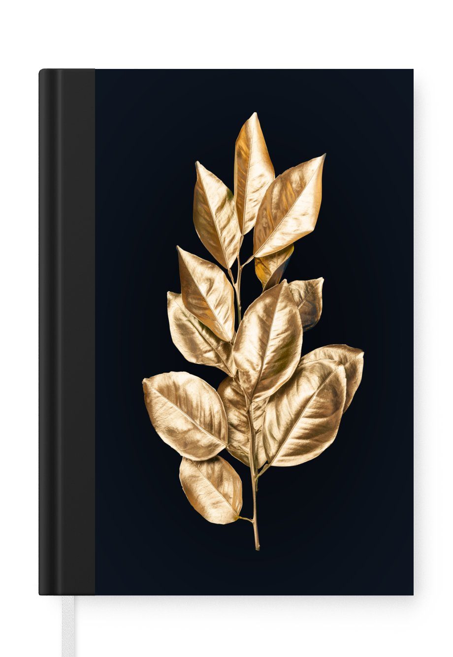 MuchoWow Notizbuch Blätter - Gold - Luxus, Journal, Merkzettel, Tagebuch, Notizheft, A5, 98 Seiten, Haushaltsbuch