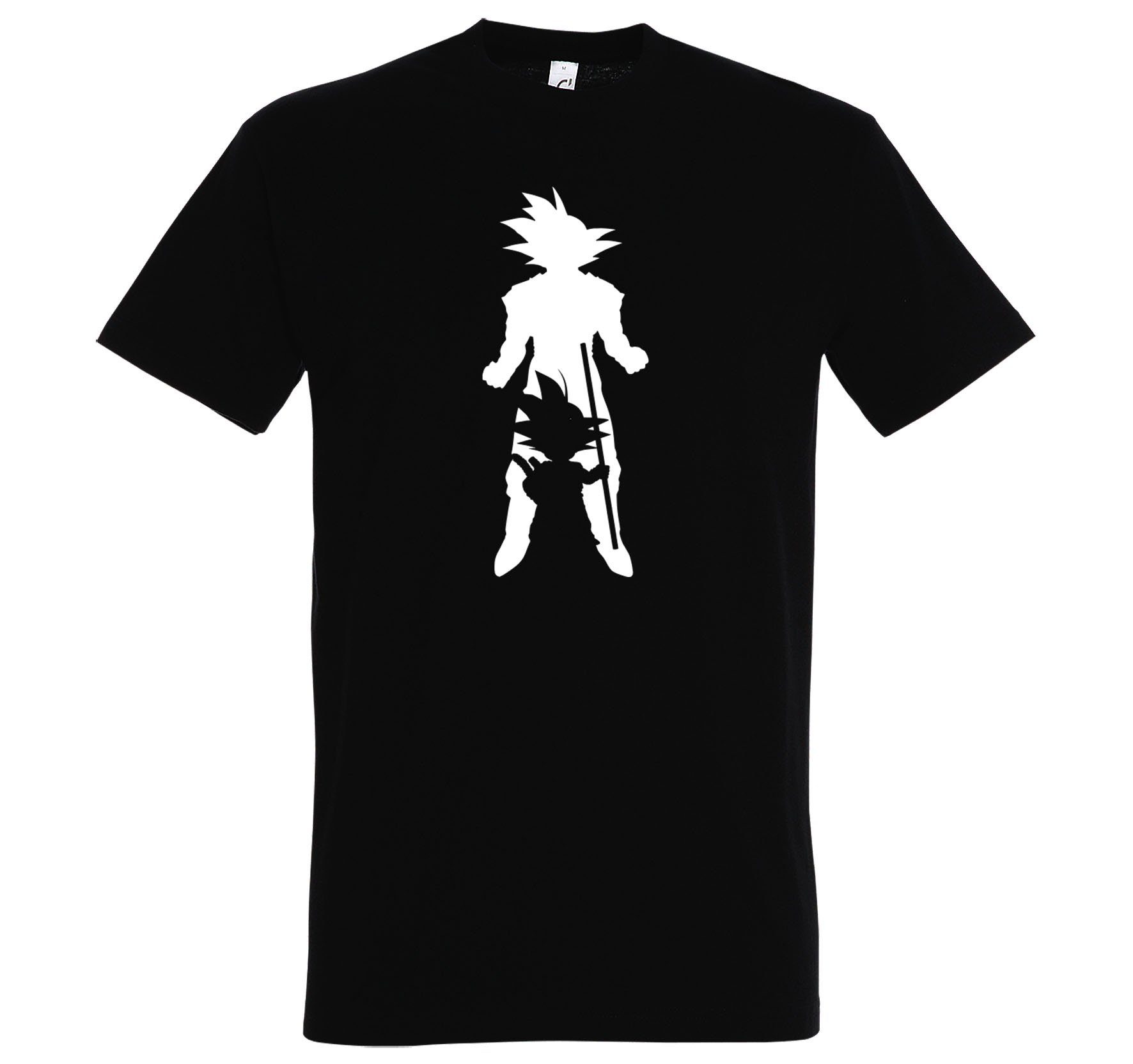 Super trendigem Youth T-Shirt Goku Frontprint mit Herren Shirt Schwarz Designz