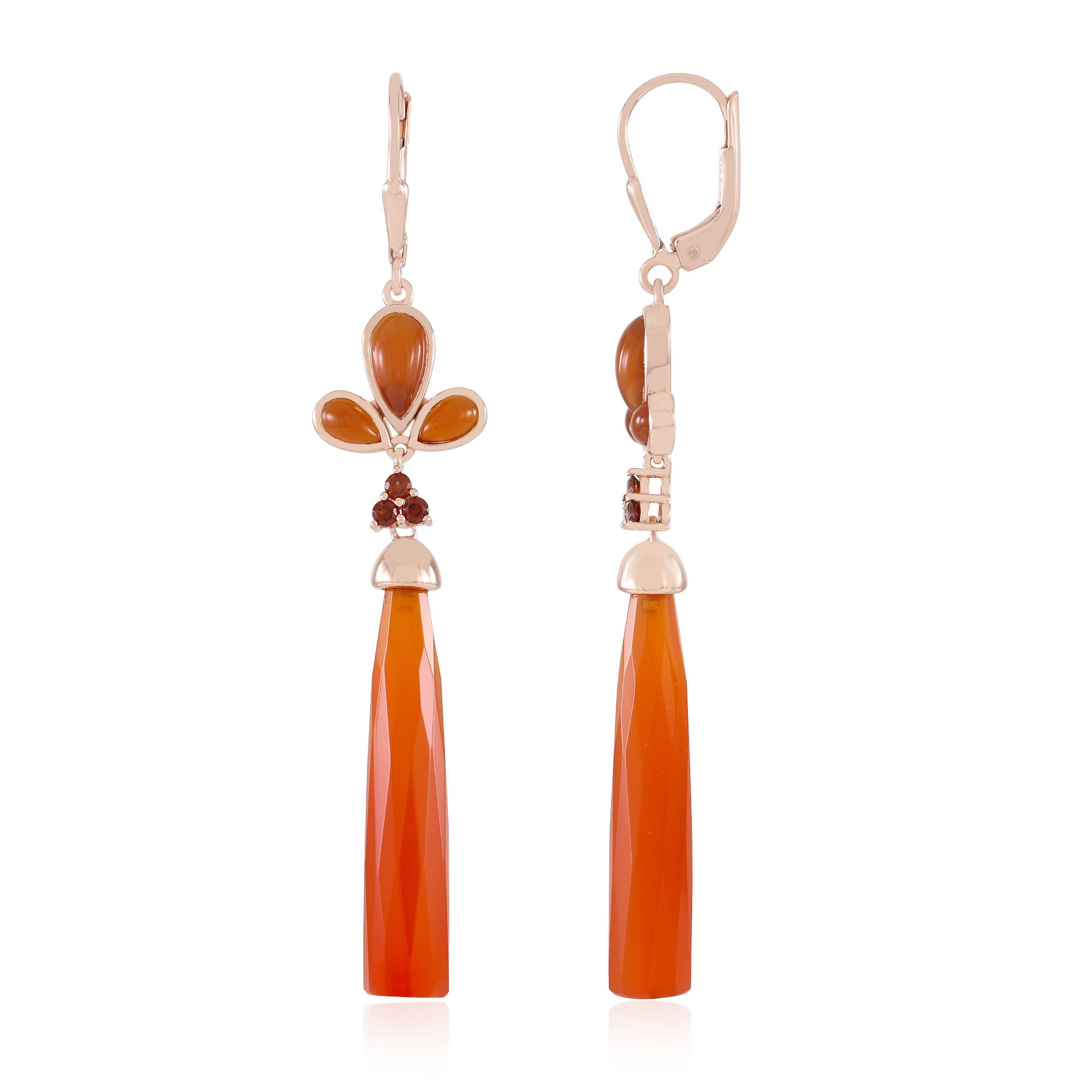 Cavill Ohrring-Set Orangefarbene Chalzedon-Ohrringe aus rosévergoldetem Silber (2-tlg)
