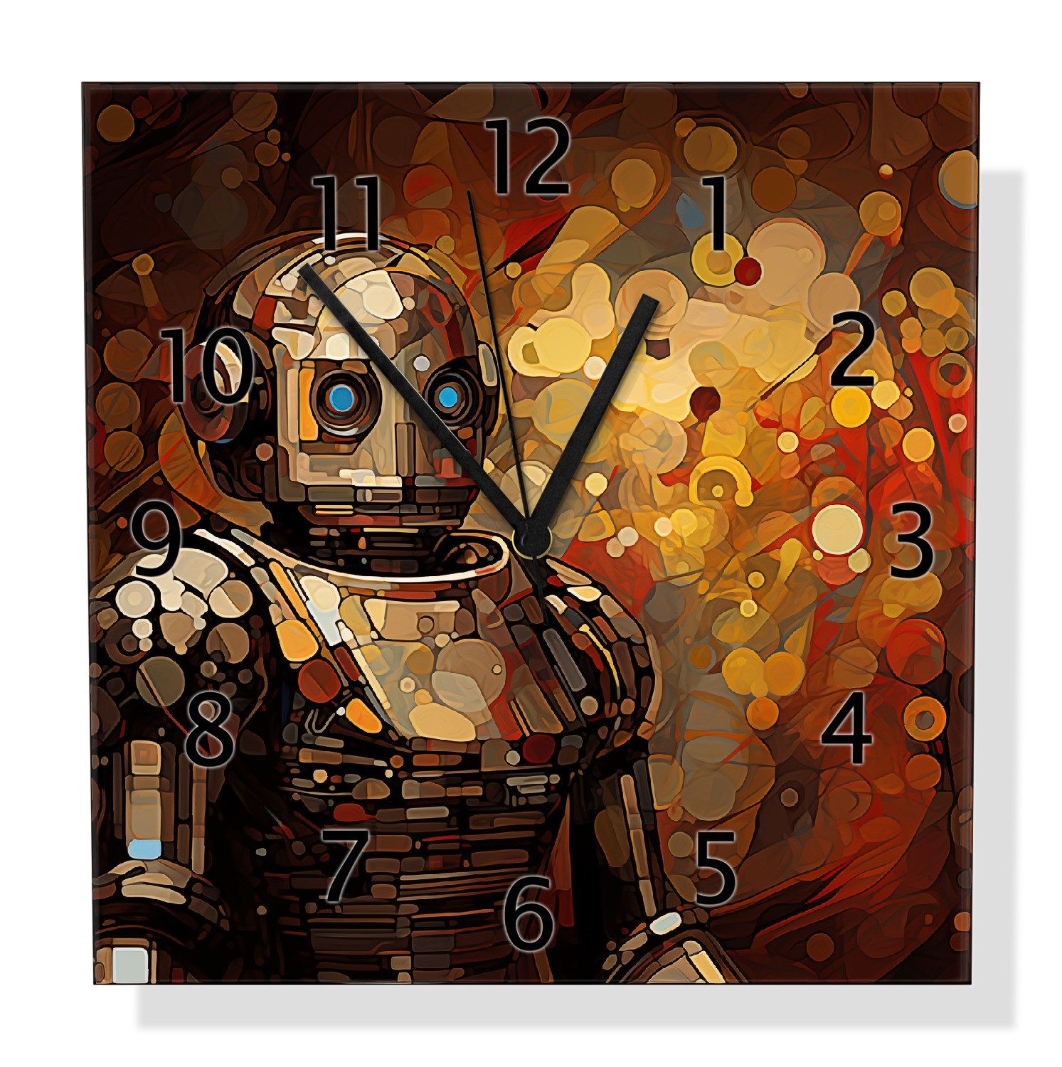 Wallario Wanduhr Bildnis eines Roboters (Glasuhr)