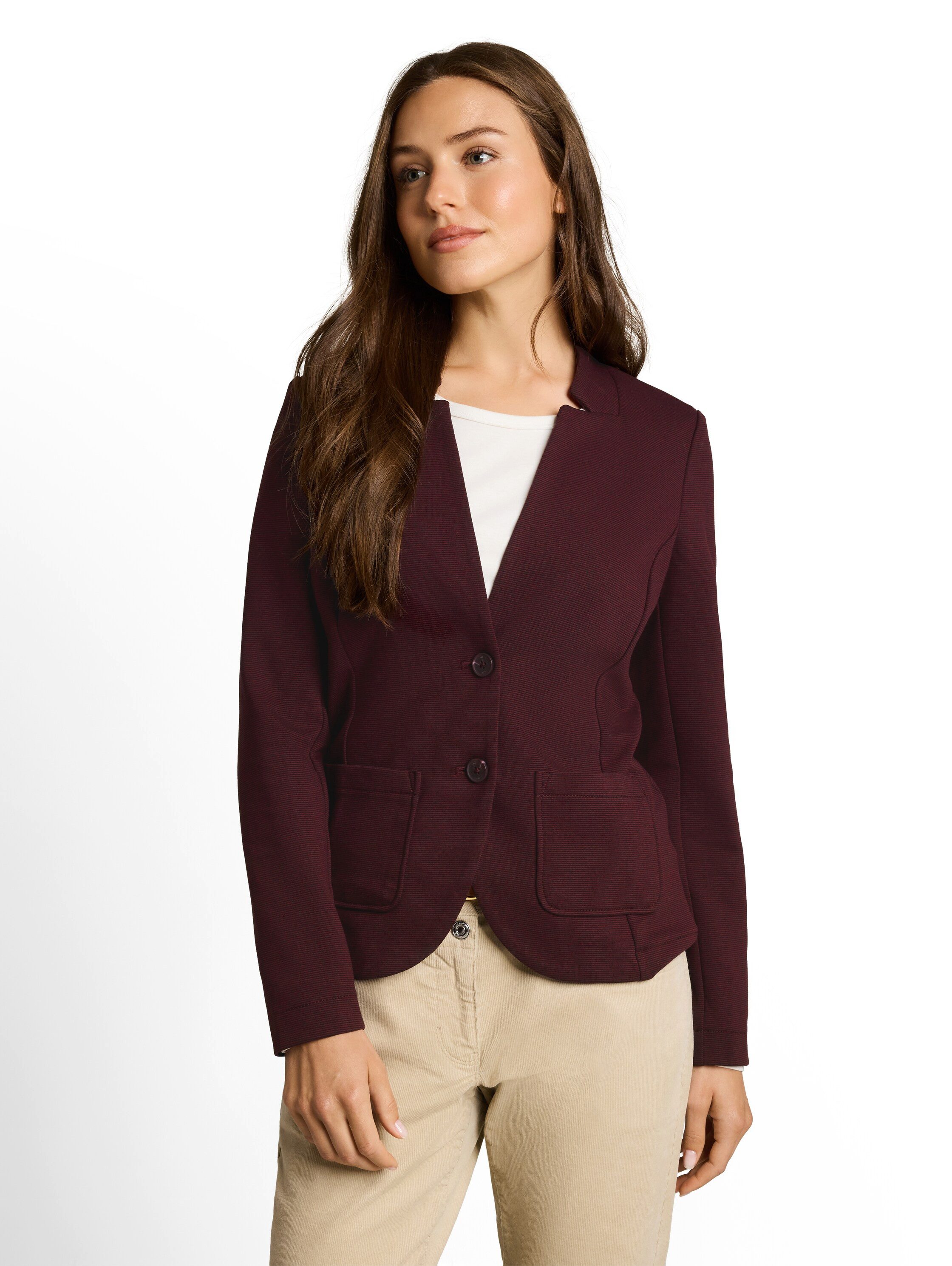 TOM TAILOR Sweatblazer Fitted mit aufgesetzten Taschen und Struktur
