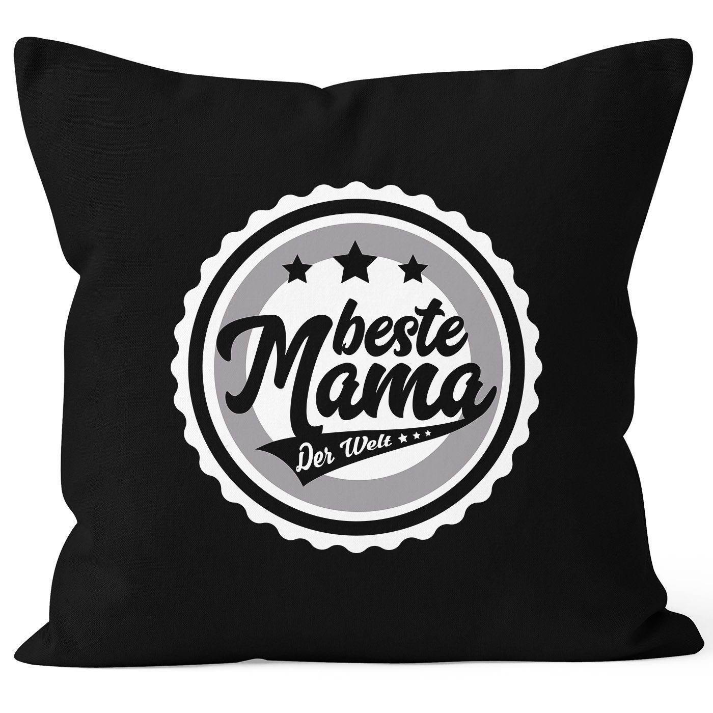 MoonWorks Dekokissen Kissenbezug beste Mama der Welt Geschenk für Mutter Muttertag 40x40 Baumwolle MoonWorks® schwarz