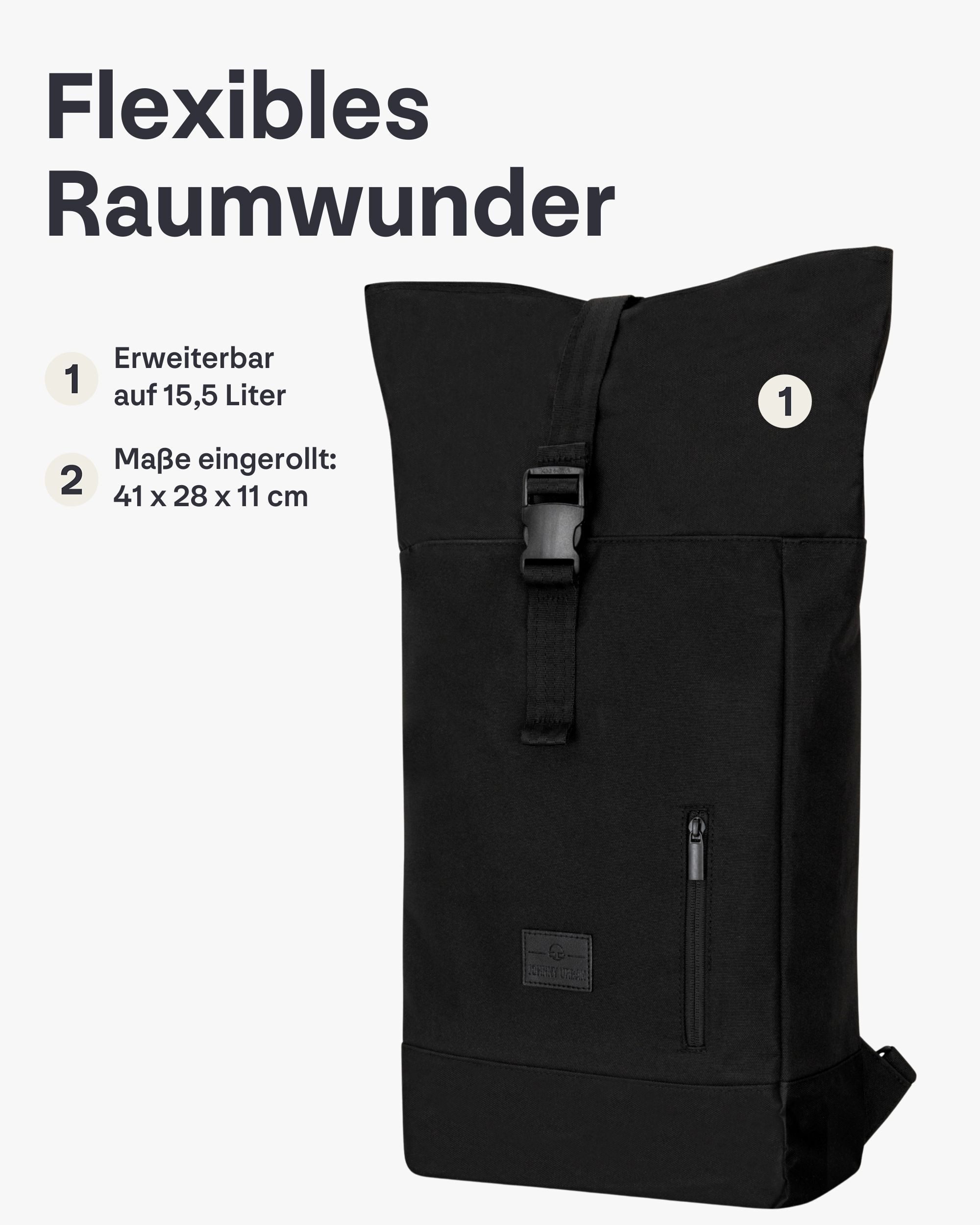 Johnny Urban Cityrucksack Robin Medium, Rolltop Damen Herren, Laptop Fach (1-tlg), Wasserabweisend