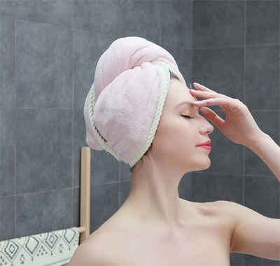 MAGICSHE Turban-Handtuch Handtücher mit Knopfverschluss, (2-St), waschmaschinenfest Frottee für lange Haare