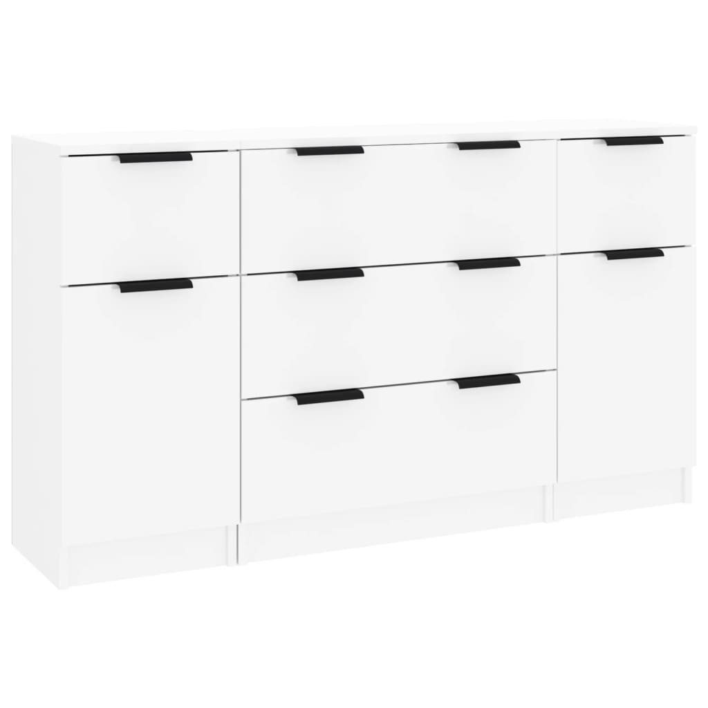 vidaXL Sideboard 3-tlg. Sideboard-Set Hochglanz-Weiß Holzwerkstoff günstig online kaufen