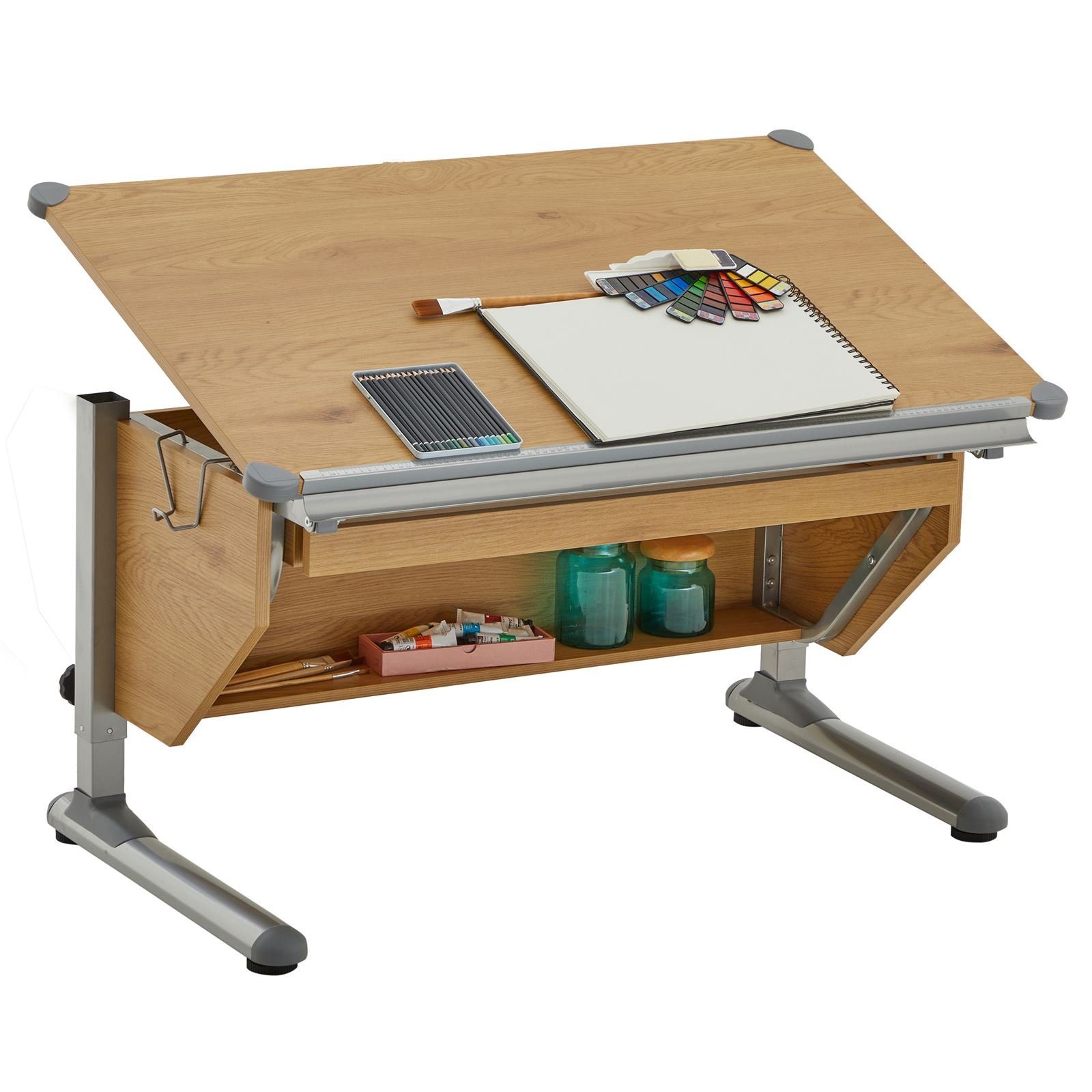 höhenverstellbar Schreibtisch CARO-Möbel Kin für Schublade Kinderschreibtisch PHILIPP, Kinderschreibtisch mit
