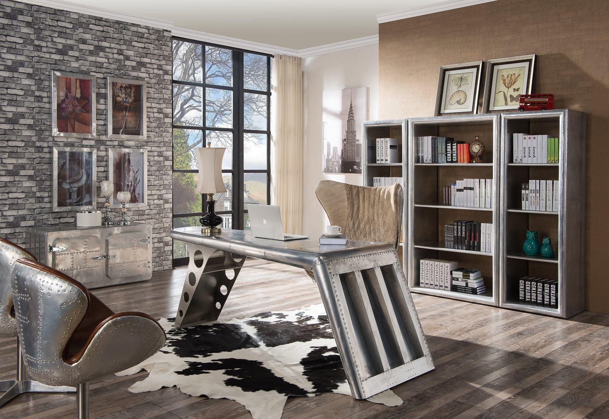 Xlmoebel Büromöbel-Set Büroeinrichtungs-Set mit Schreibtisch und Schrank in Holzoptik, (8tlg.Buro Set), Hergestellt in Europa