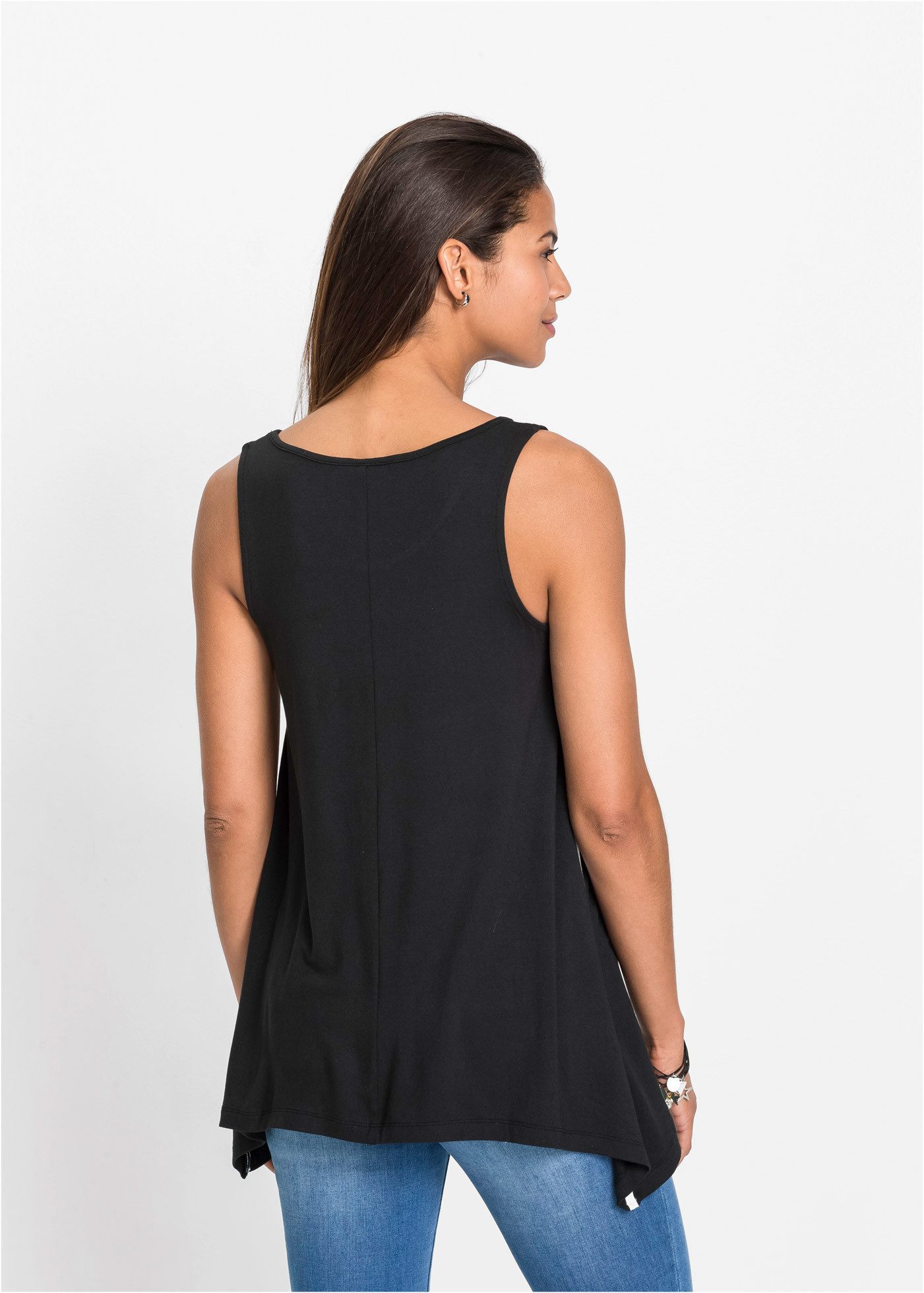 bonprix Longtop ausgestellte Passform, ohne Ärmel, aus Viskose mit Elasthan günstig online kaufen