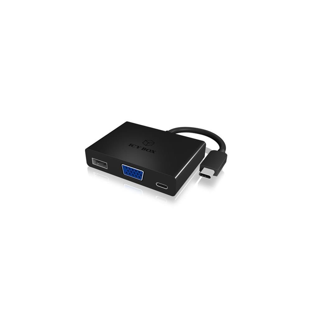 ICY BOX Laptop-Dockingstation IB-DK4032-CPD, (1 St), USB 3.0 zu USB 3.0 Type-A VGA USB Type-C, Combo Adapter für Notebooks