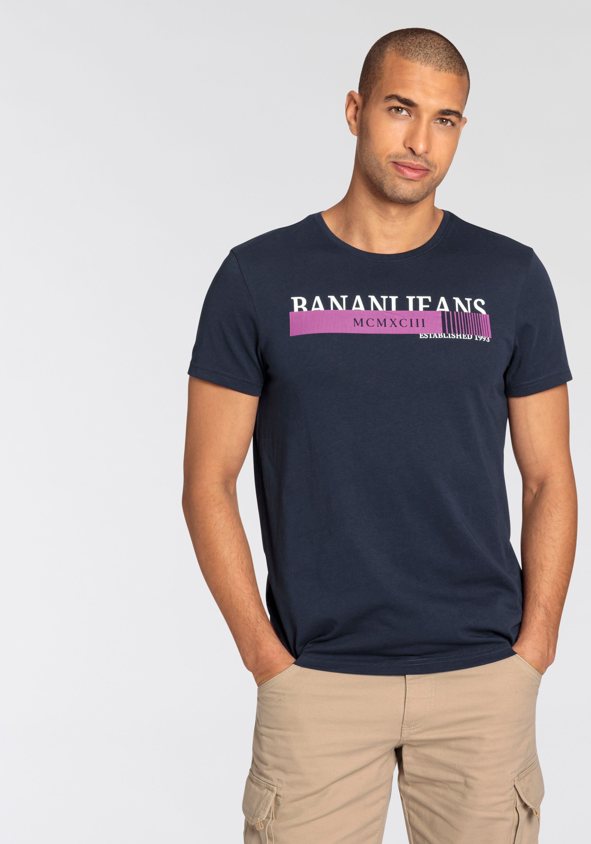 Bruno Banani T-Shirt kurze Ärmel, schmale Passform, bedruckt, Rundhalsaussc günstig online kaufen