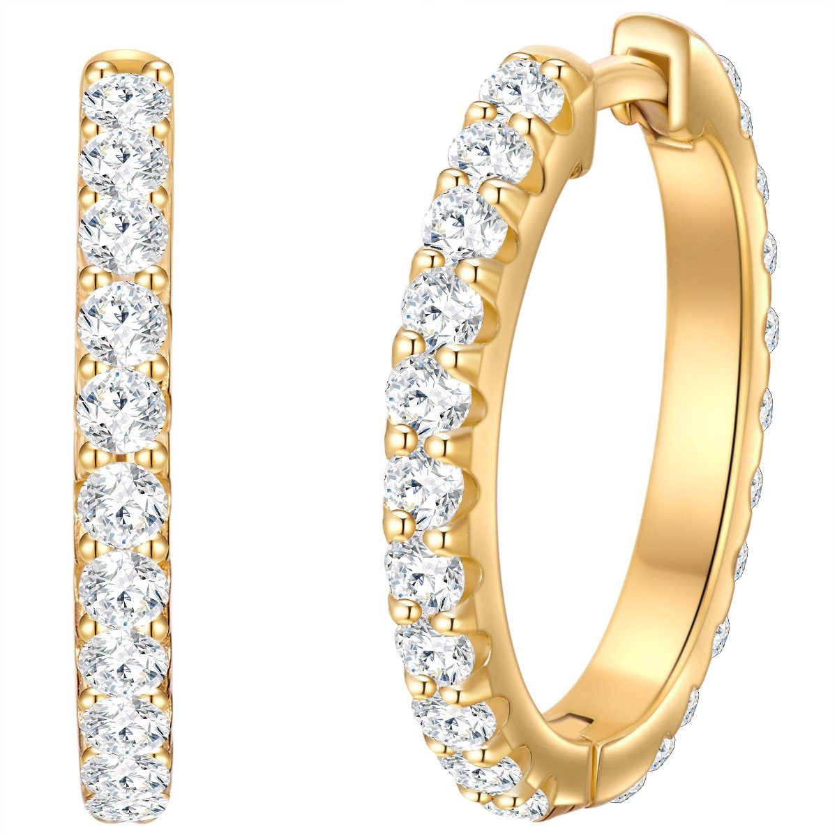 Trilani Paar Creolen gelbgold, mit Zirkonia günstig online kaufen