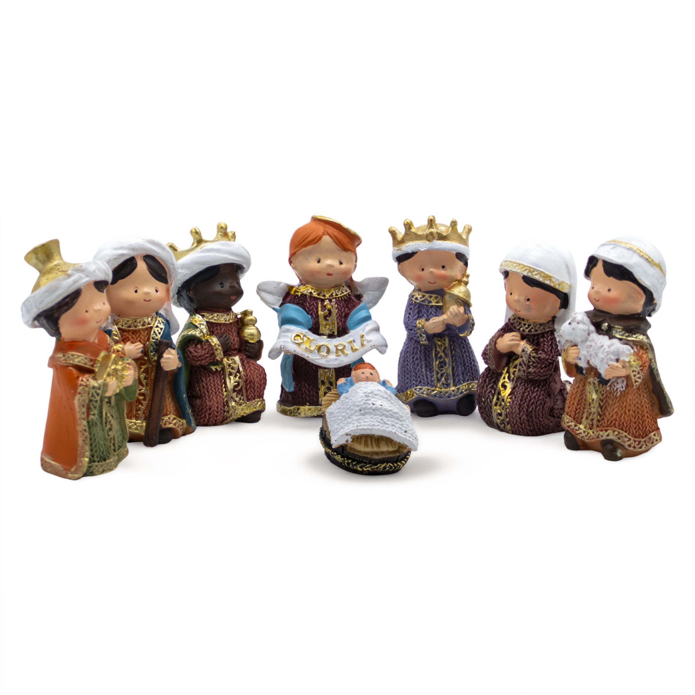 Spetebo Krippenfigur Weihnachts Set aus Kunststein 8 cm (Set, 1 St., 1), handbemalt