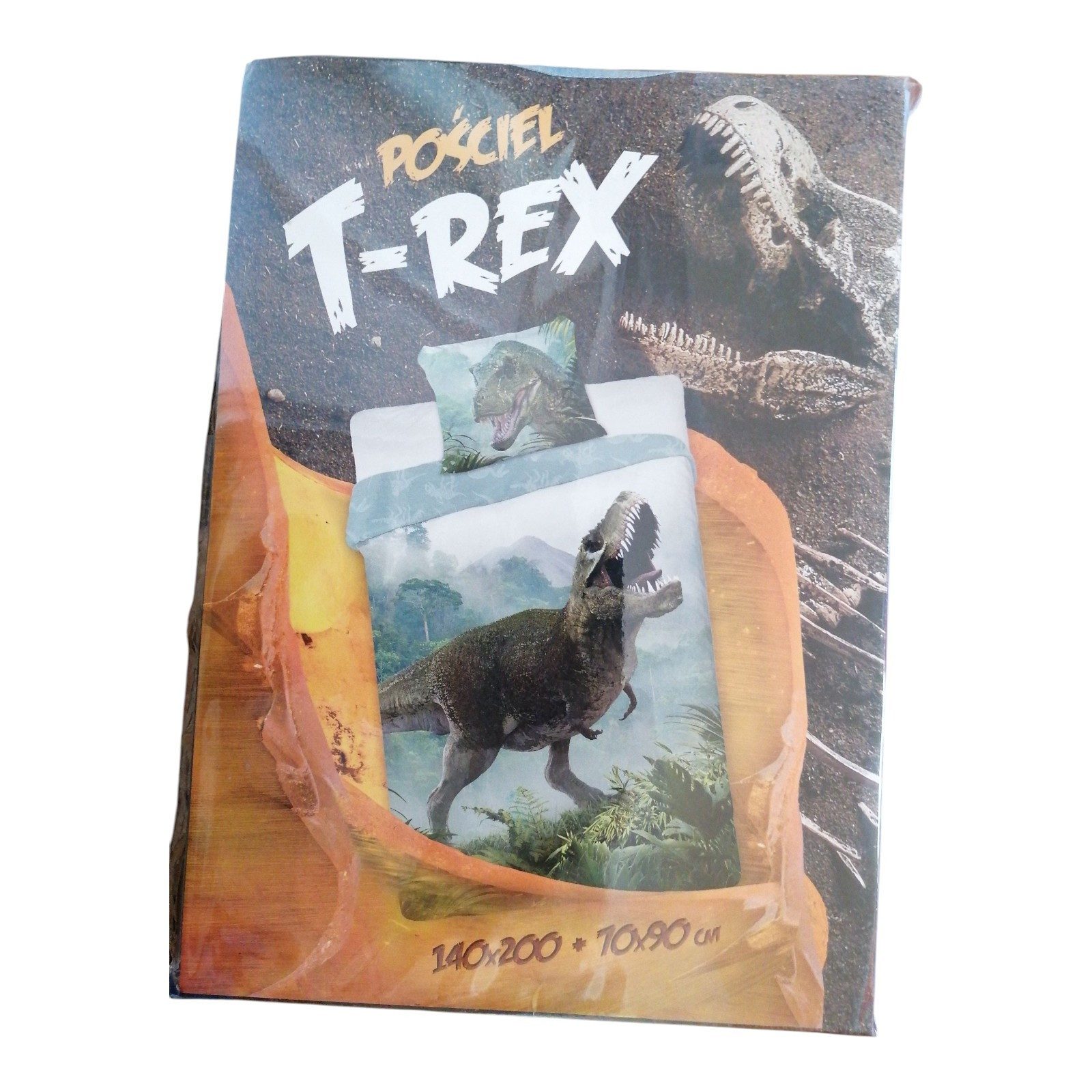 Faro Bettwäsche FARO Kinder-Bettwäsche „T-Rex“ 140x200 + 70x90, 100 % Baumwolle, Reißv, Baumwolle