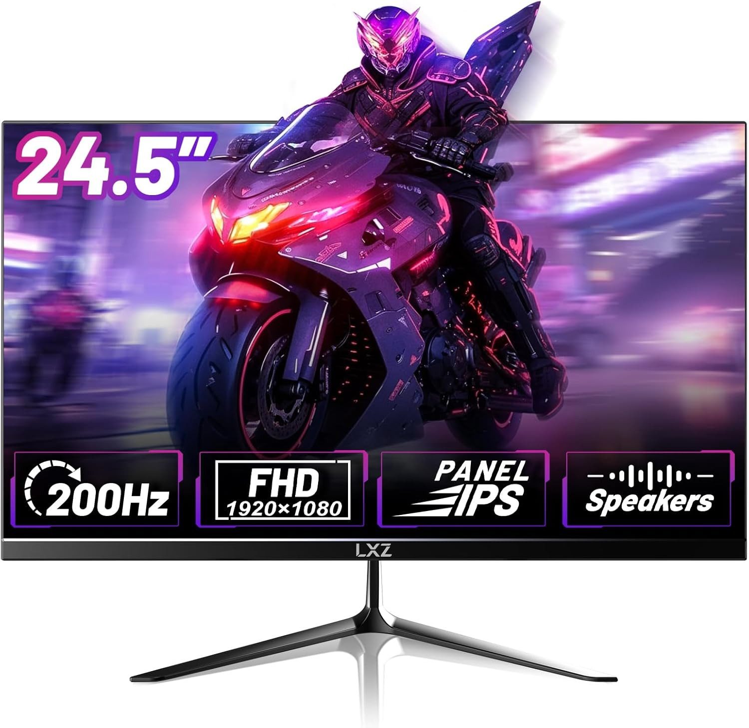 LXZ 24.5 Inch Gaming Monitor 200Hz, FHD 1080p, 1ms, DP/HDMI, Eye Care Gaming-Monitor (1920 x 1080 px, FHD, 200 Hz, VA LCD, 1ms)