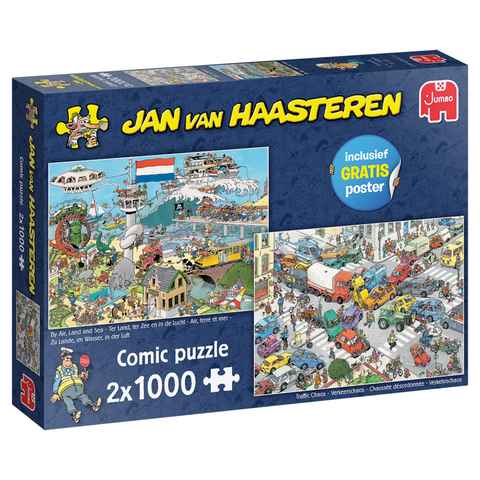 Jumbo Spiele Puzzle Jan van Haasteren Verkehrschaos + Bei Land und See, 2 Puzzleteile