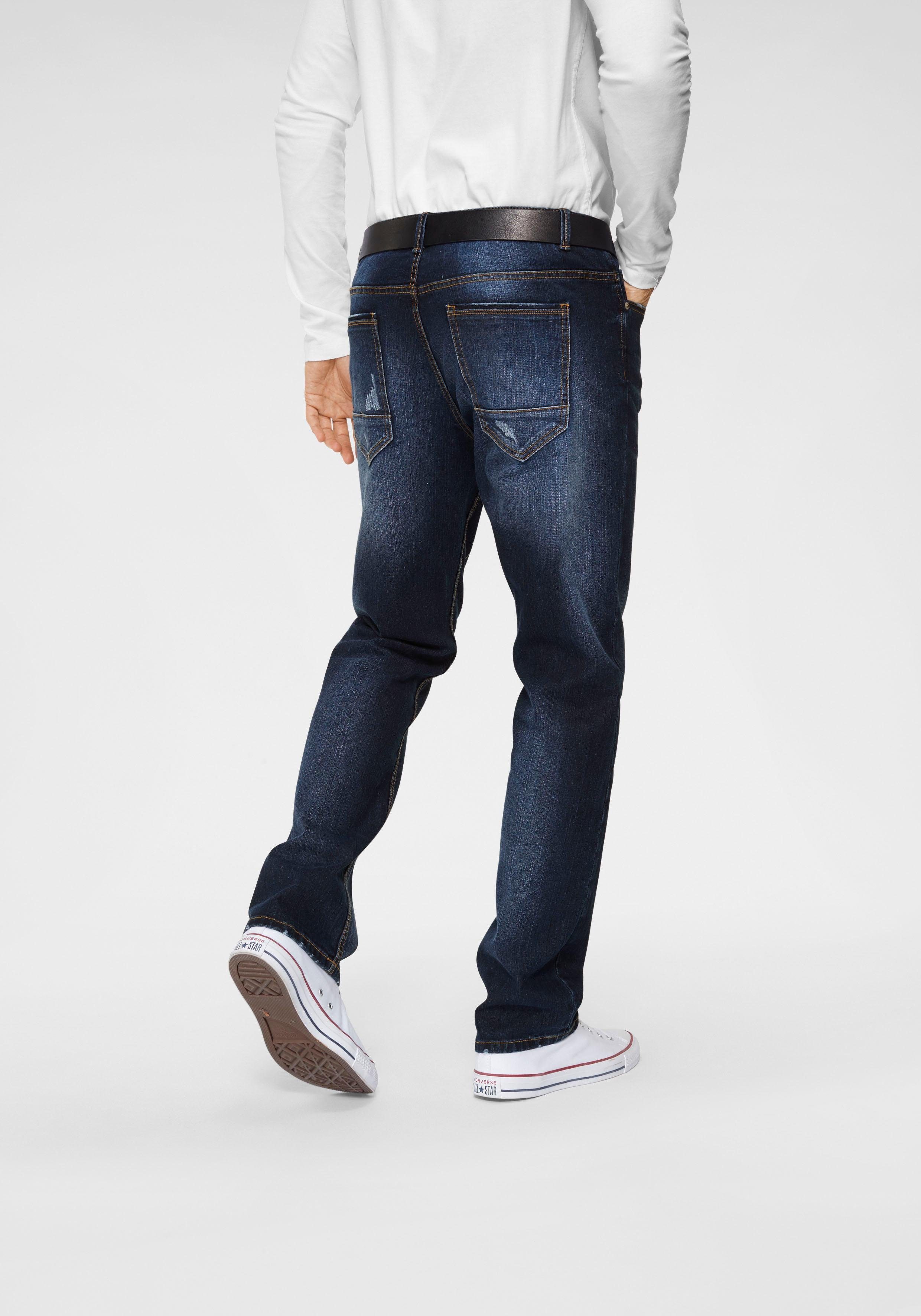 John Devin Straight-Jeans mit Elasthan dark-blue-used | Stretchjeans