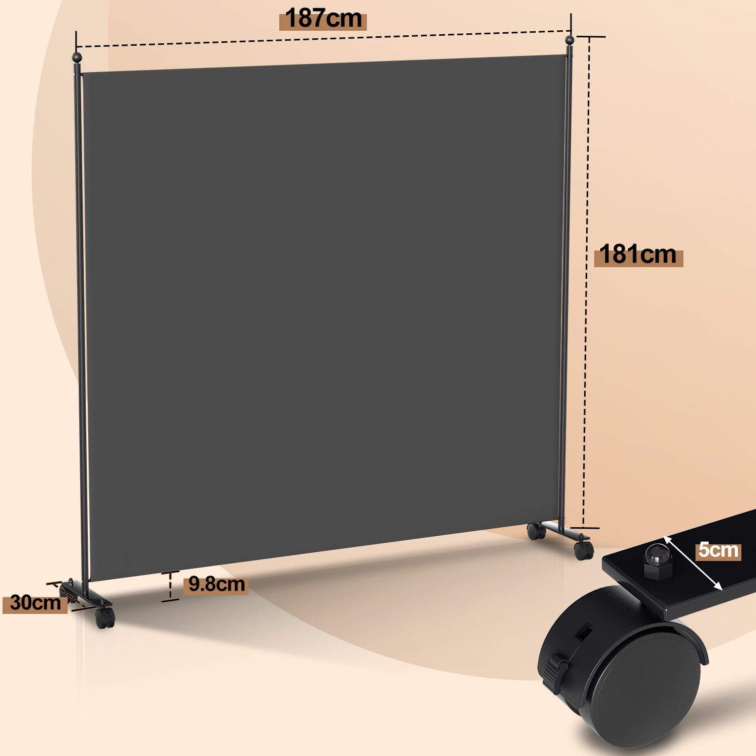 Clanmacy Paravent Raumteiler auf Rollen Sichtschutz Spanische Wand Trennwan günstig online kaufen