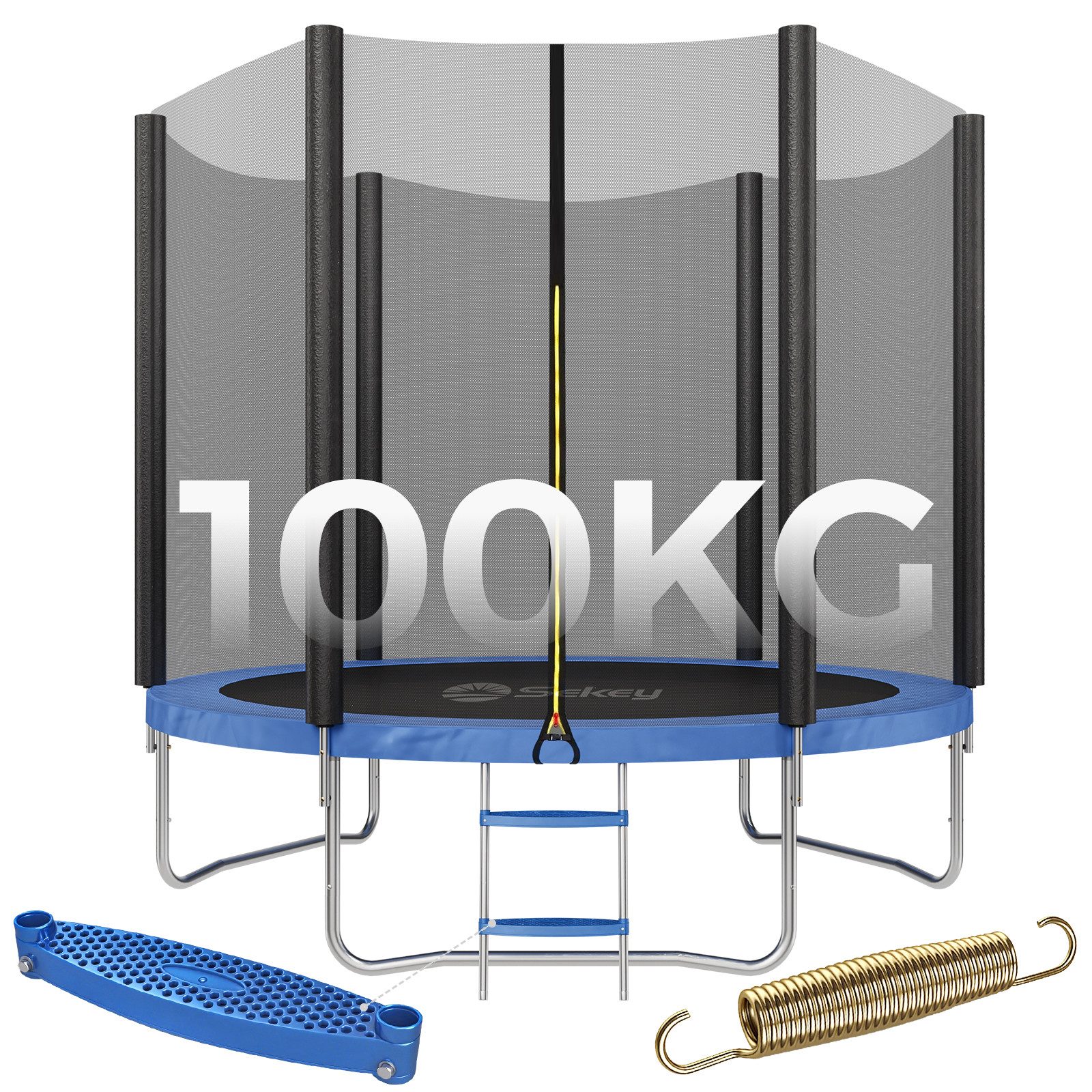 Sekey Gartentrampolin Kinder Trampolin Outdoor Gartentrampolin mit Rutschfester Leiter, Ø 244 cm, Ø 244/305/366 cm, TÜV Rheinland GS-Zertifiziert