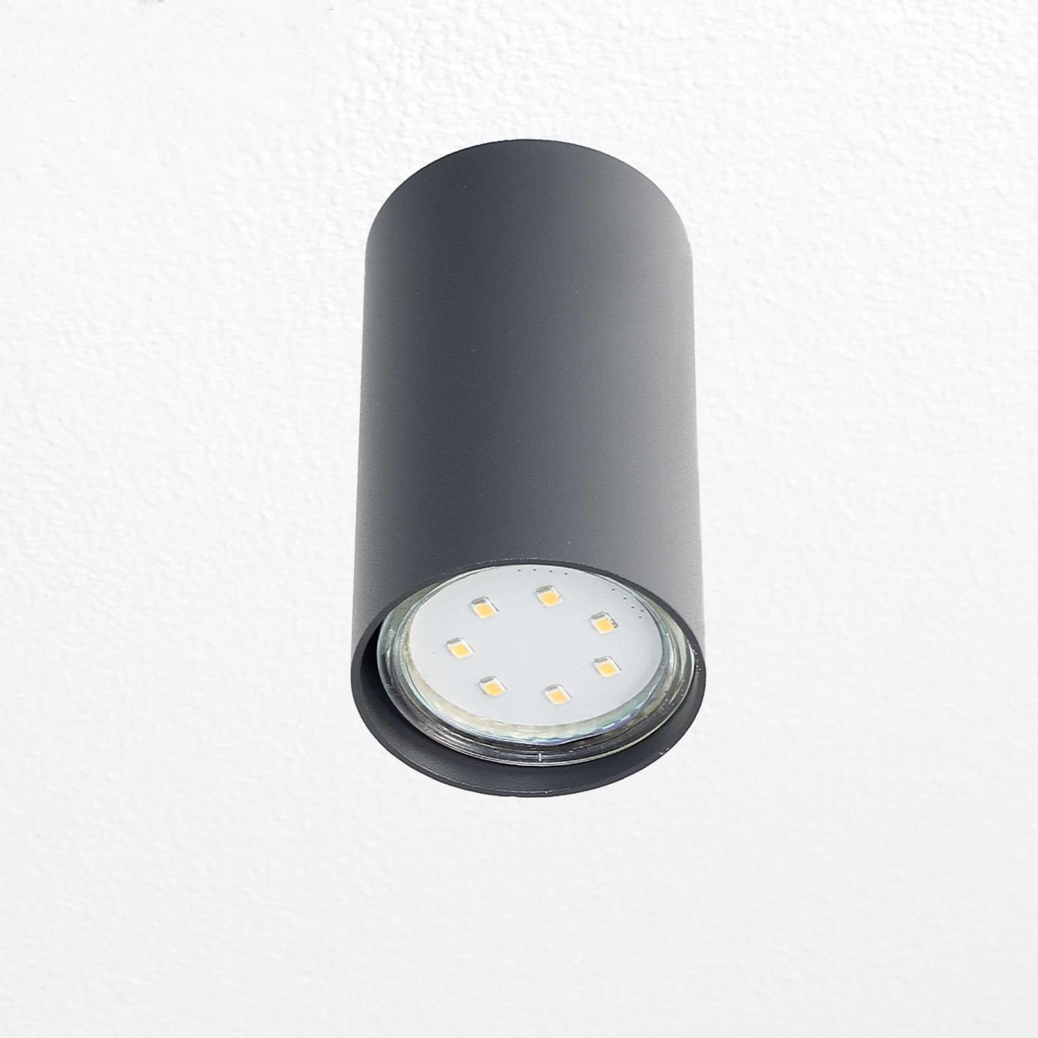 Deckenlampe Anthrazit Lampe Flur Wohnzimmer Spot EYE, rund Metall Leuchtmittel, Deckenleuchte ohne Licht-Erlebnisse