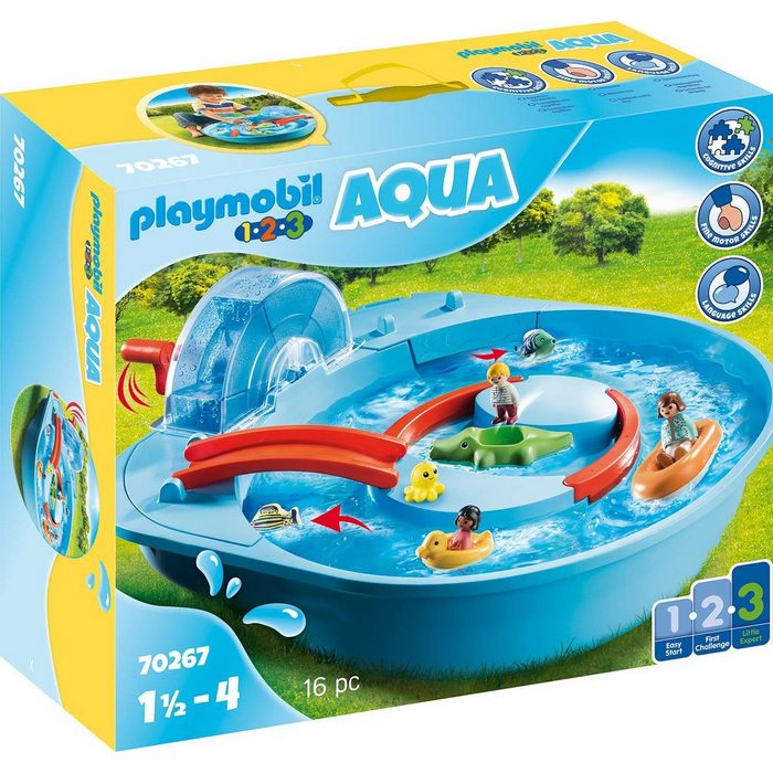 Playmobil® Konstruktions-Spielset Fröhliche Wasserbahn (70267) Playmobil 123 - Aqua (16 St) Made in Germany