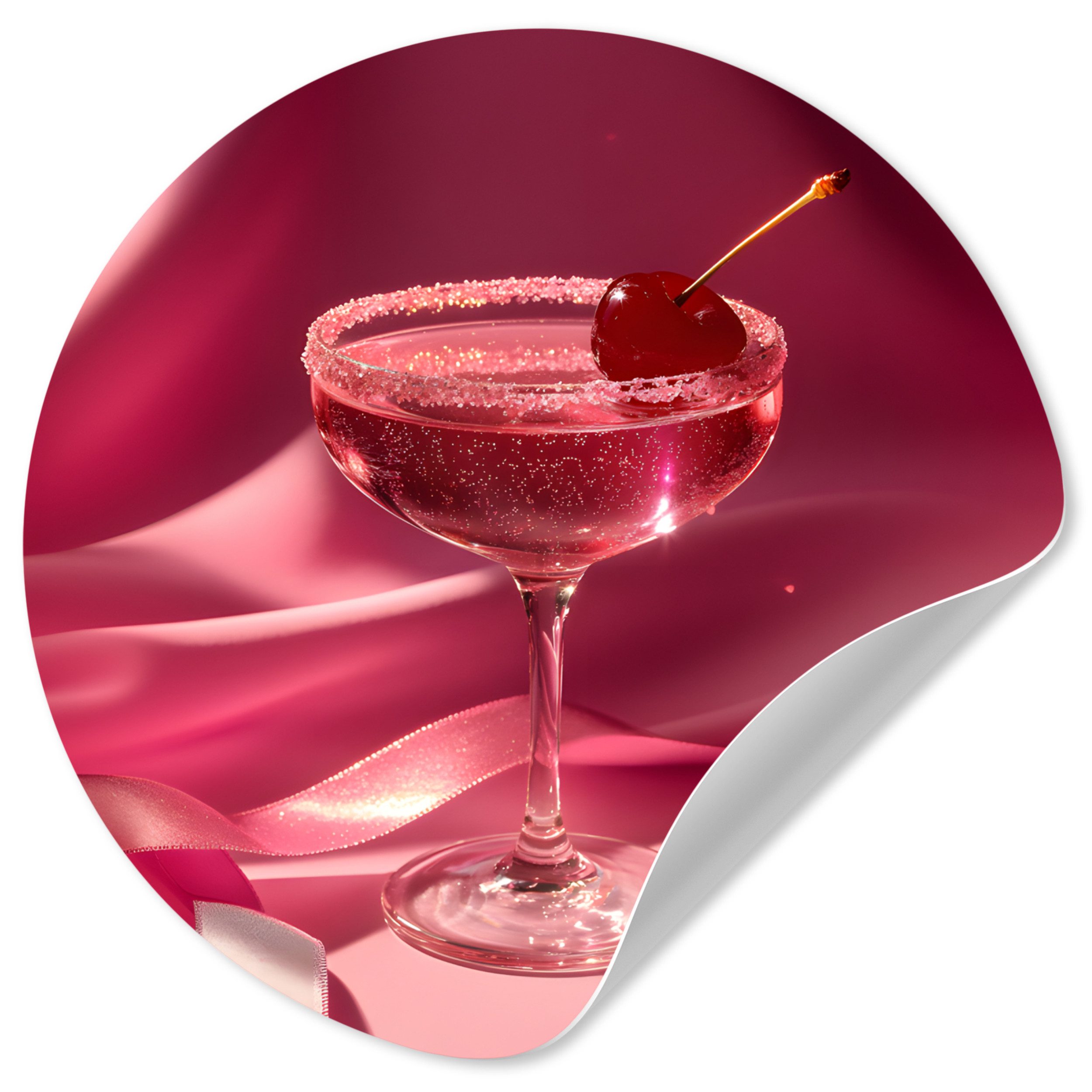 MuchoWow Wandsticker Cocktail - Rosa - Luxe (1 St), Wandtattoo Selbstklebend, Wohnzimmer Deko Aufkleber, 30x30 cm