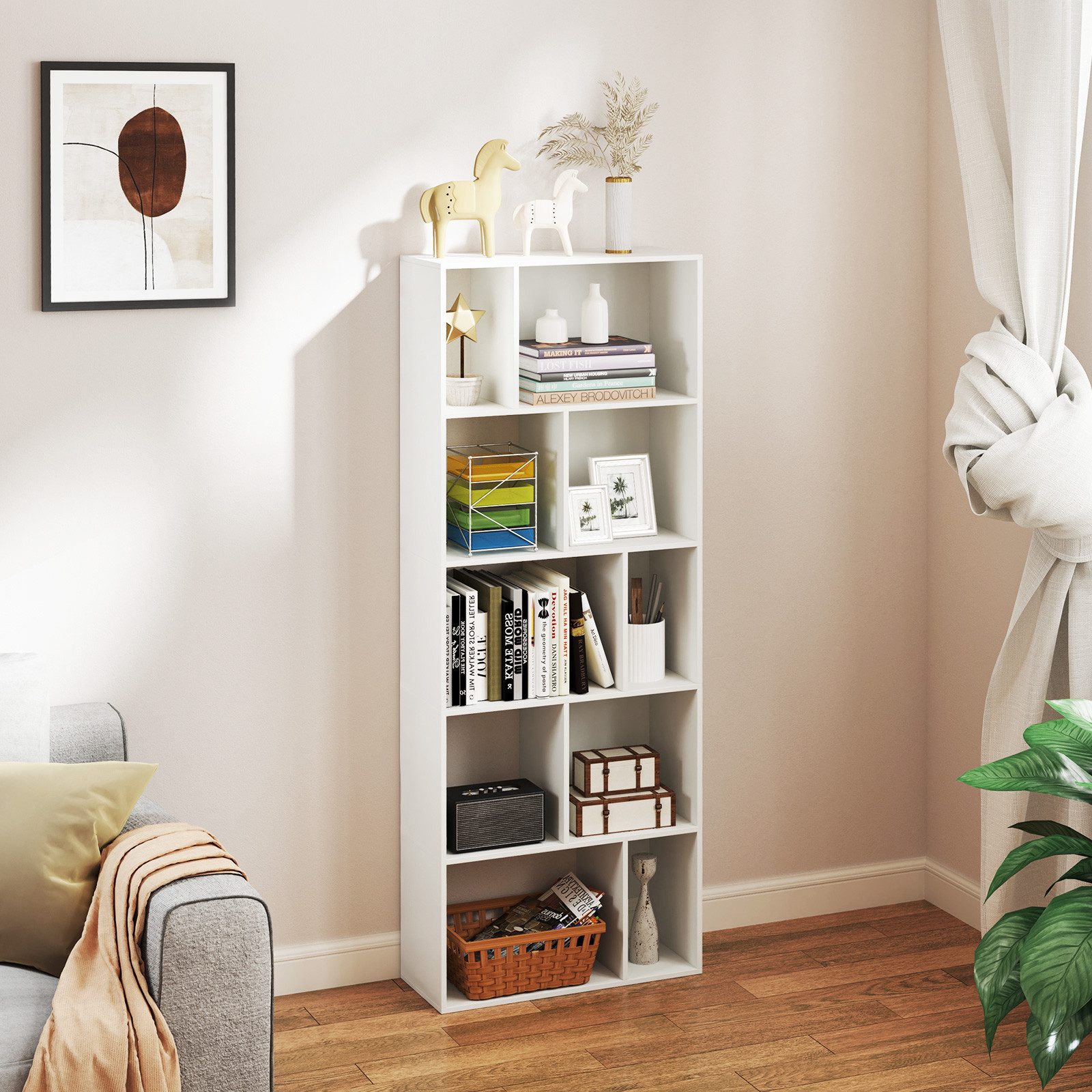 KOMFOTTEU Bücherregal, 5 Ebenen Würfelregal, mit günstig online kaufen