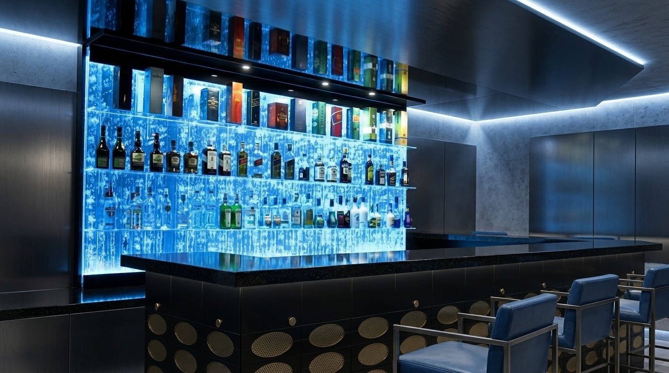 JVmoebel Barschrank LED-Wasserwand mit Beleuchtung für die Bar Made in Europa