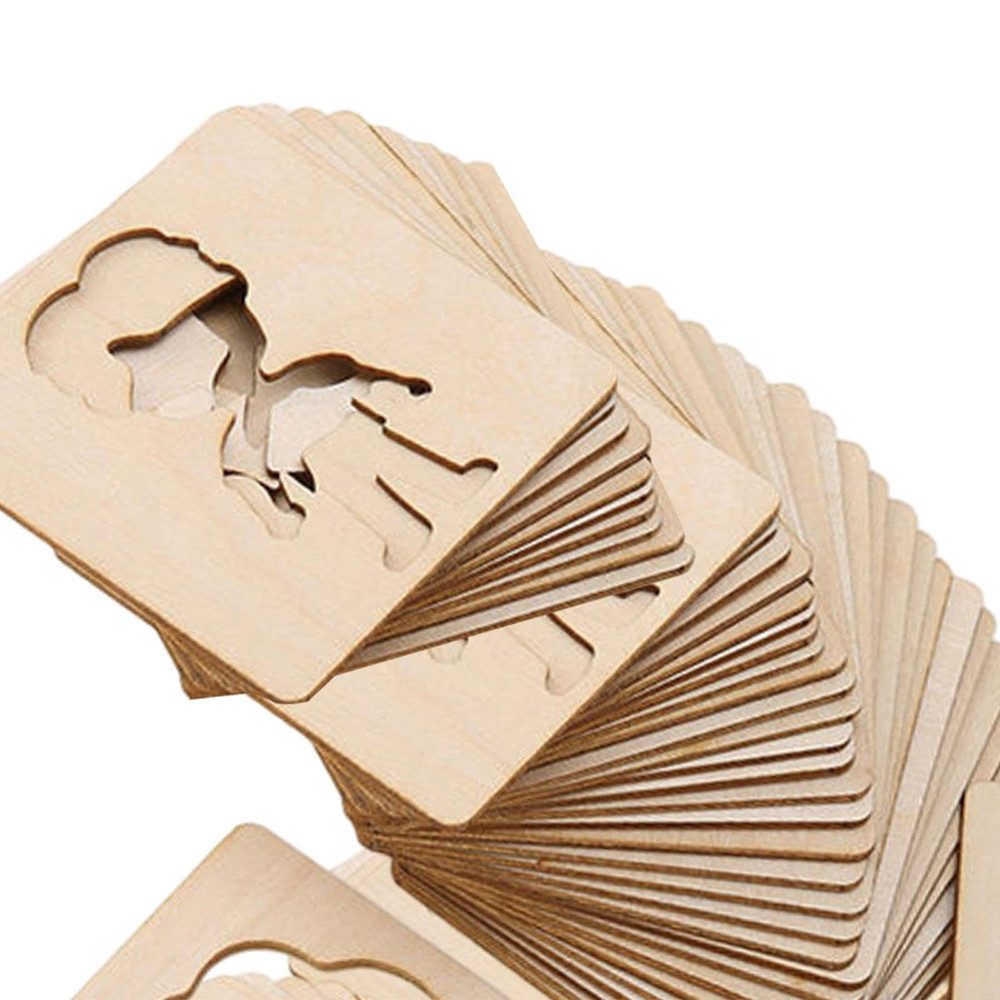 CLTYQ Malschablone Holz Maldekoration, 20 Designs DIY leere, unbemalte Holzschneidwaren, Holzschalung,Hohlschablone,Montessori Spielzeug für 3-8 Jahre
