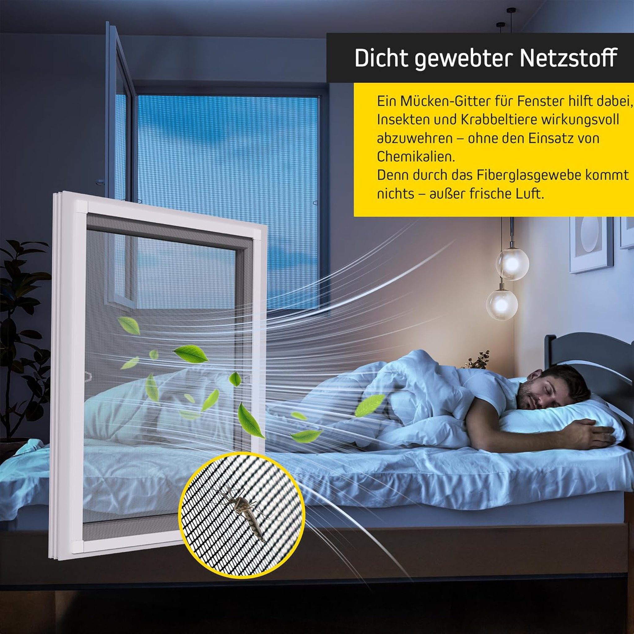 jalousiescout Insektenschutz-Fensterrahmen Fliegengitter Fenster Spannrahmen mit Alurahmen 60x80 fest Weiß, (1-St), freie Sicht, luftdurchlässig, zwei Größen, ProtectLine