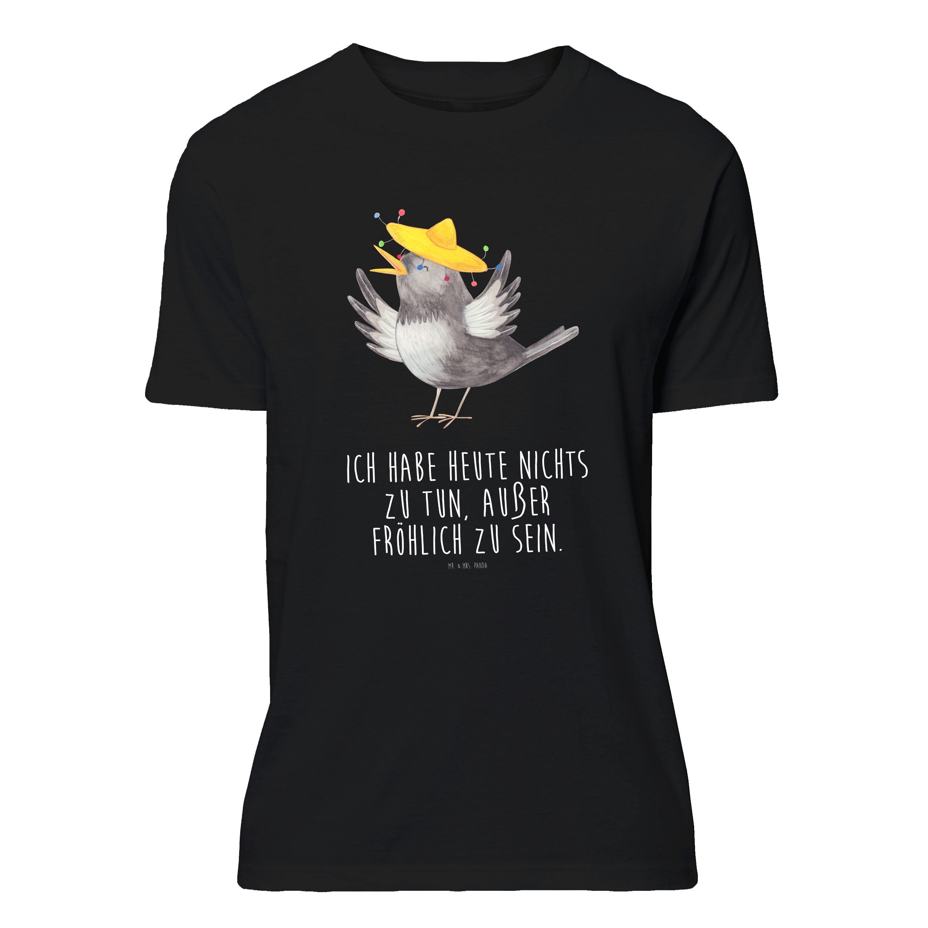 Mr. & Mrs. Panda T-Shirt Rabe Sombrero - Schwarz - Geschenk, Vögel, Schlafshirt, T-Shirt, Sprü (1-tlg)