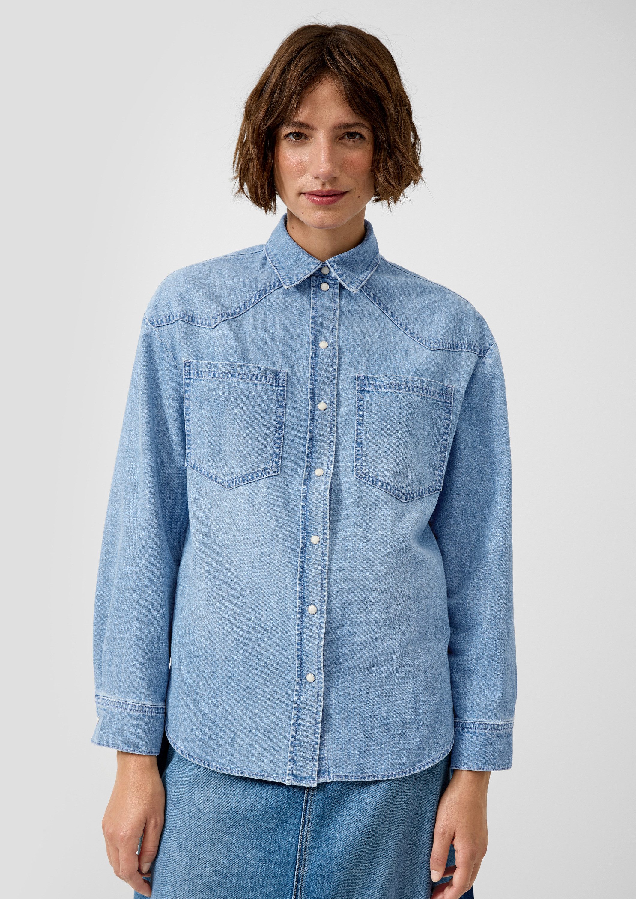 s.Oliver Langarmbluse Bluse Denimshirt