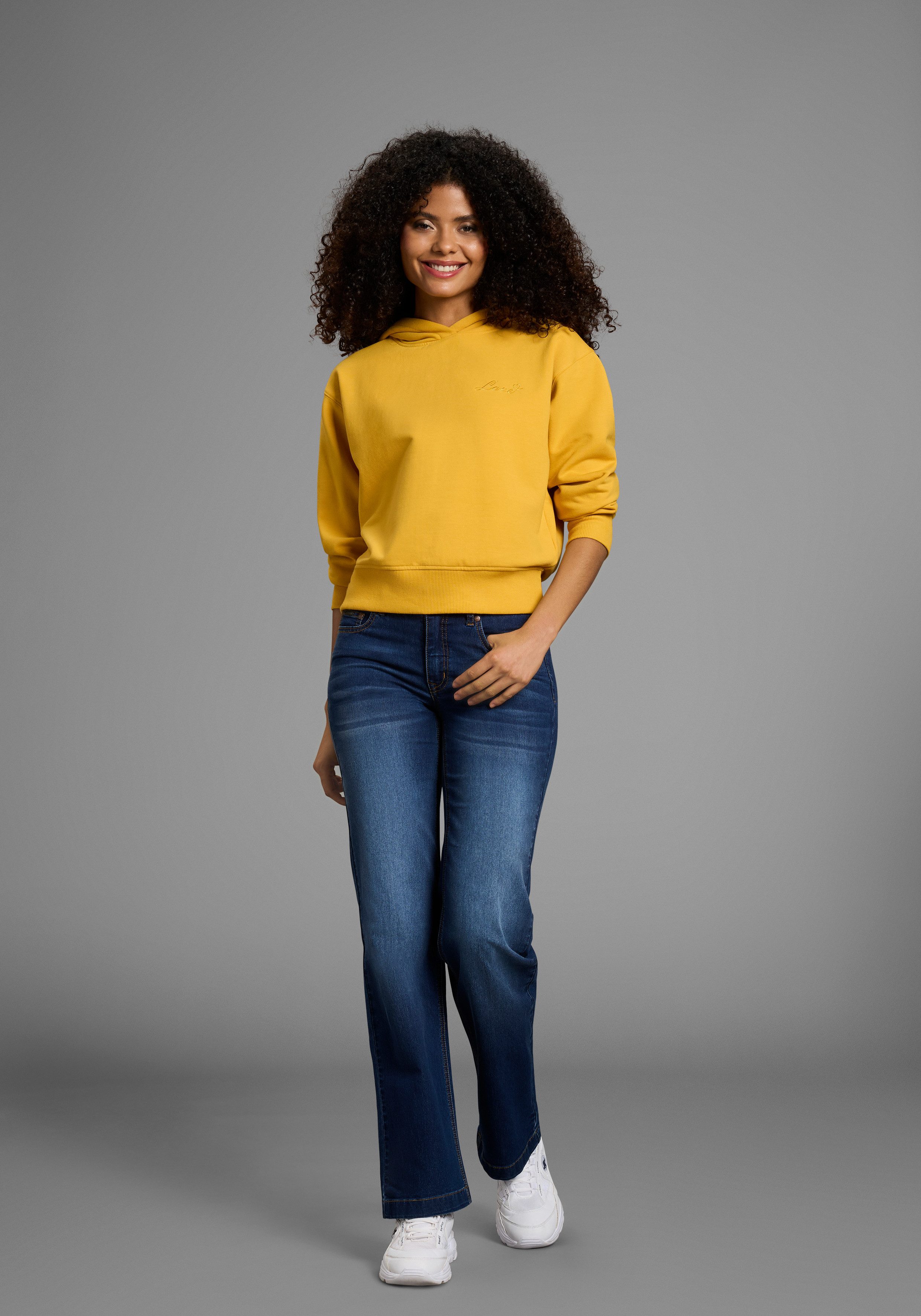 Laura Scott Kapuzensweatshirt mit Kapuze, figurumspielende Passform, mit Stickerei als Applikation