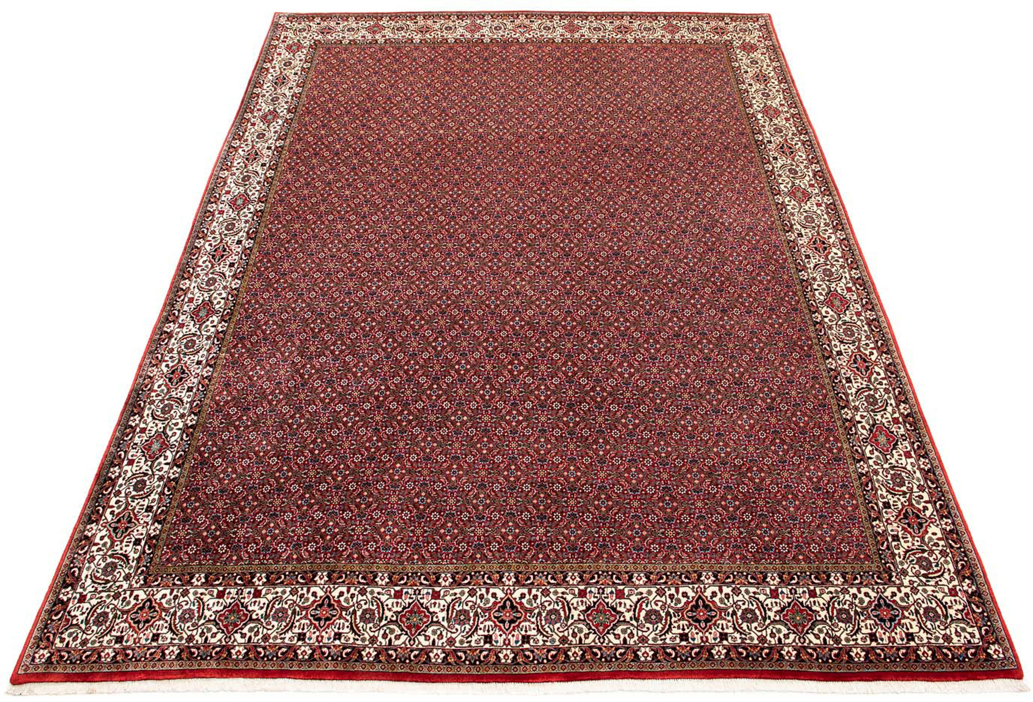 Orientteppich Perser - Bidjar - 398 x 299 cm - dunkelrot, morgenland, rechteckig, Höhe: 15 mm, Wohnzimmer, Handgeknüpft, Einzelstück mit Zertifikat | Kurzflor-Teppiche