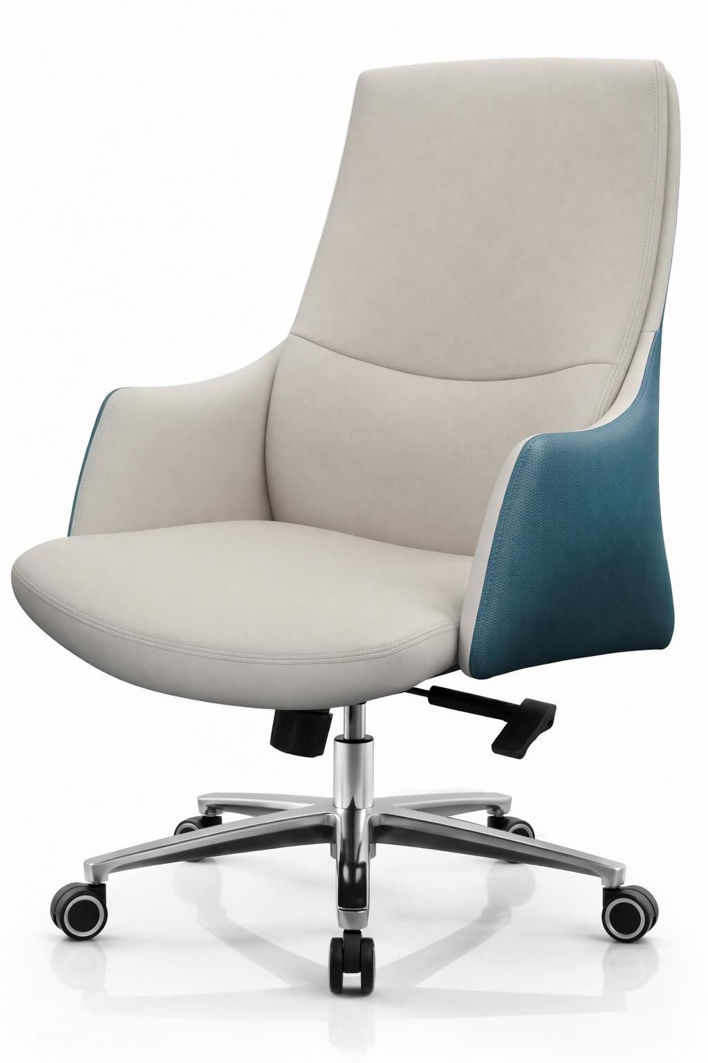 Xlmoebel Bürostuhl Moderner ergonomischer Bürostuhl in Beige und Blau aus Leder, Made in Europa