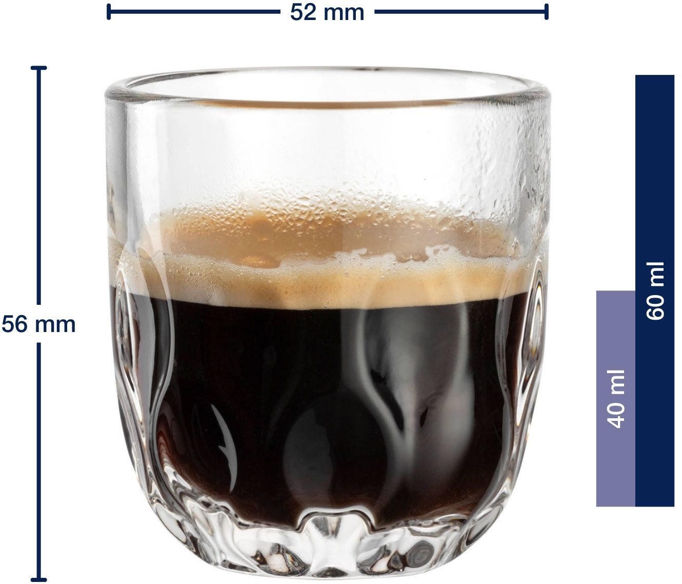 LEONARDO Espressoglas GOCCE, 90 ml, 6er-Set, 6-tlg., Glas, 3. Variante, mit Tropfenrelief