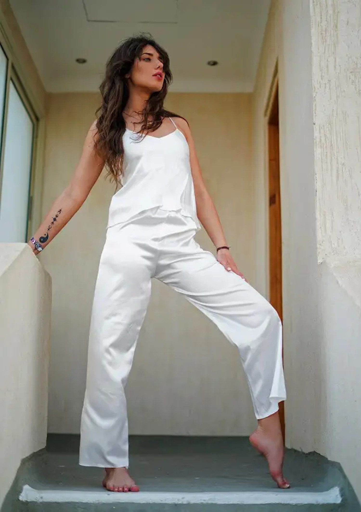 DKaren Schlafanzug Damen Satin Schlafanzug Pyjama günstig online kaufen