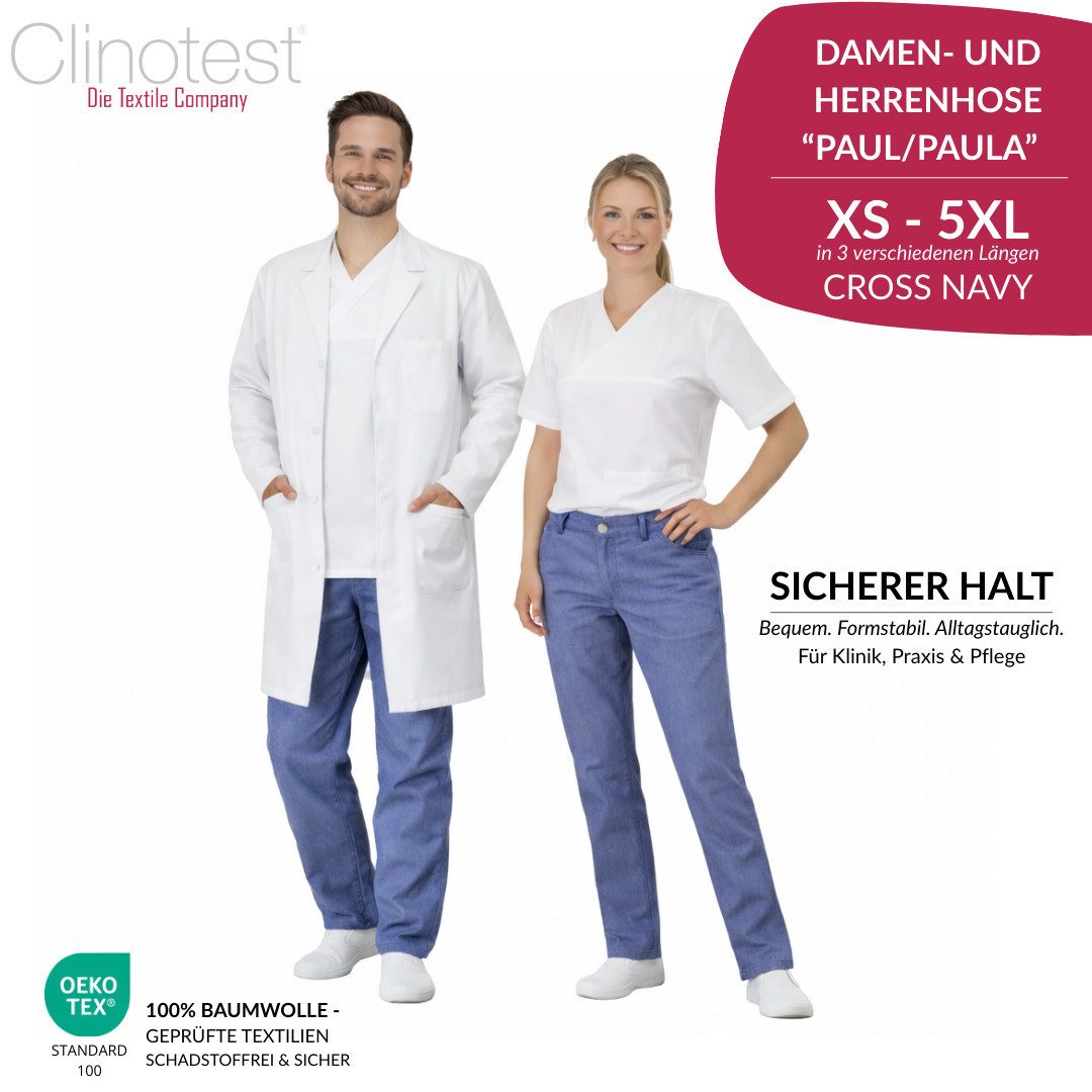 Clinotest Arbeitshose Paul/Paula, Jeanshose/Pflegehose/Klinikhose/Arzthose, Unisex