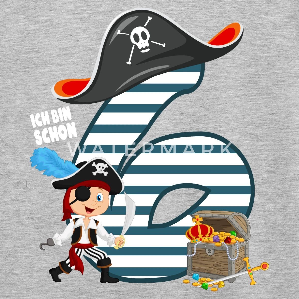 T-Shirt 6. Geburtstag Ich Bin Schon Sechs Pirat Schatz Kinder T-Shirt