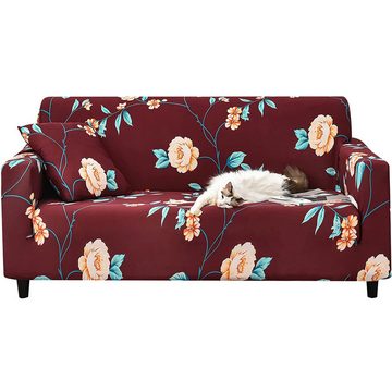 Sofahusse Sofahusse 2/3/4 Sitzer Sofabezug,Strech Sofa Überzug Couch Cover, HOUROC, Elastische Sofabezug mit Anti-Rutsch-Schaumstoffe und 1 Kissenbezug